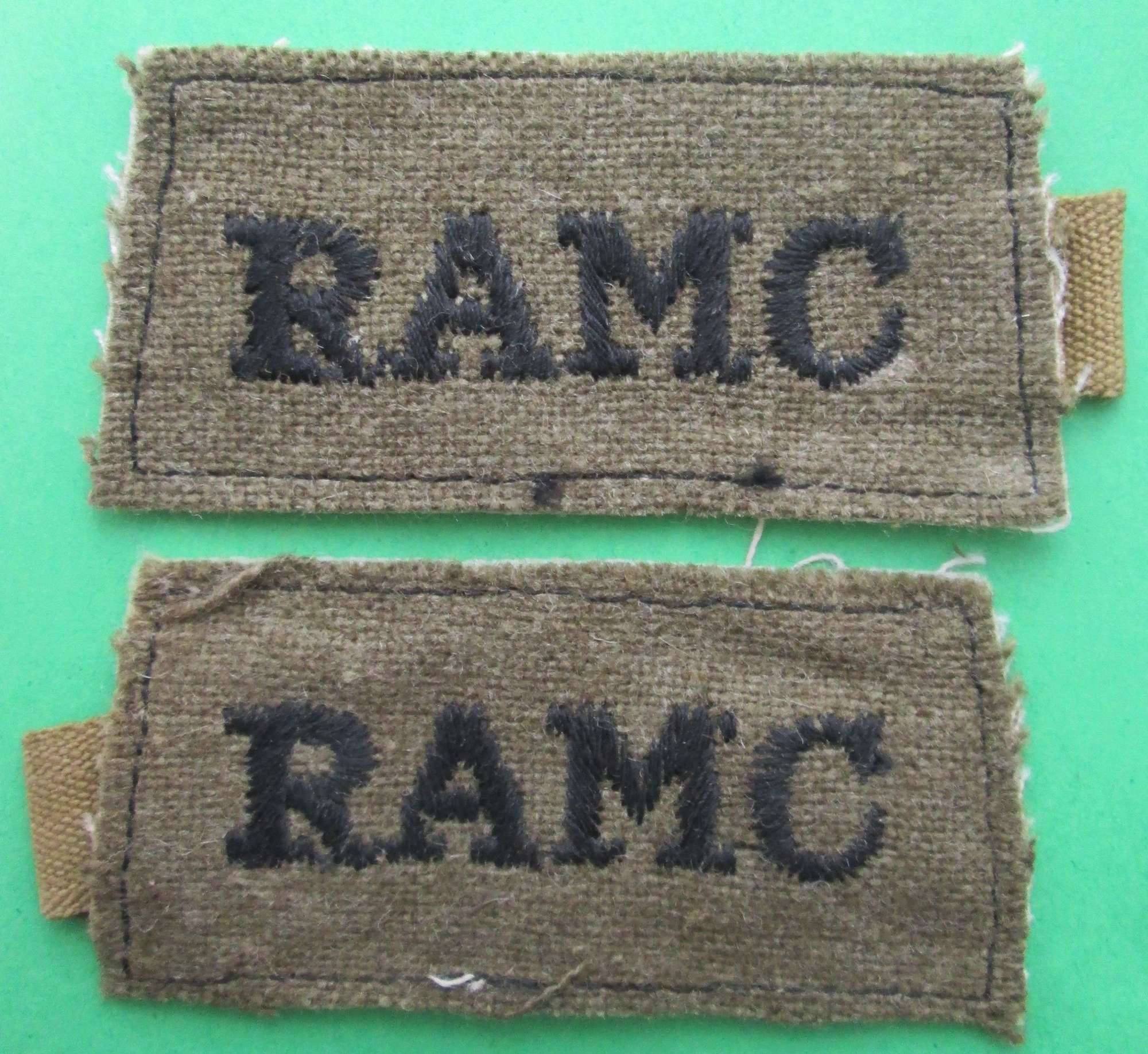 A PAIR OF WWII ROYAL ARMY MEDICAL CORPS SLIP ON TITLES