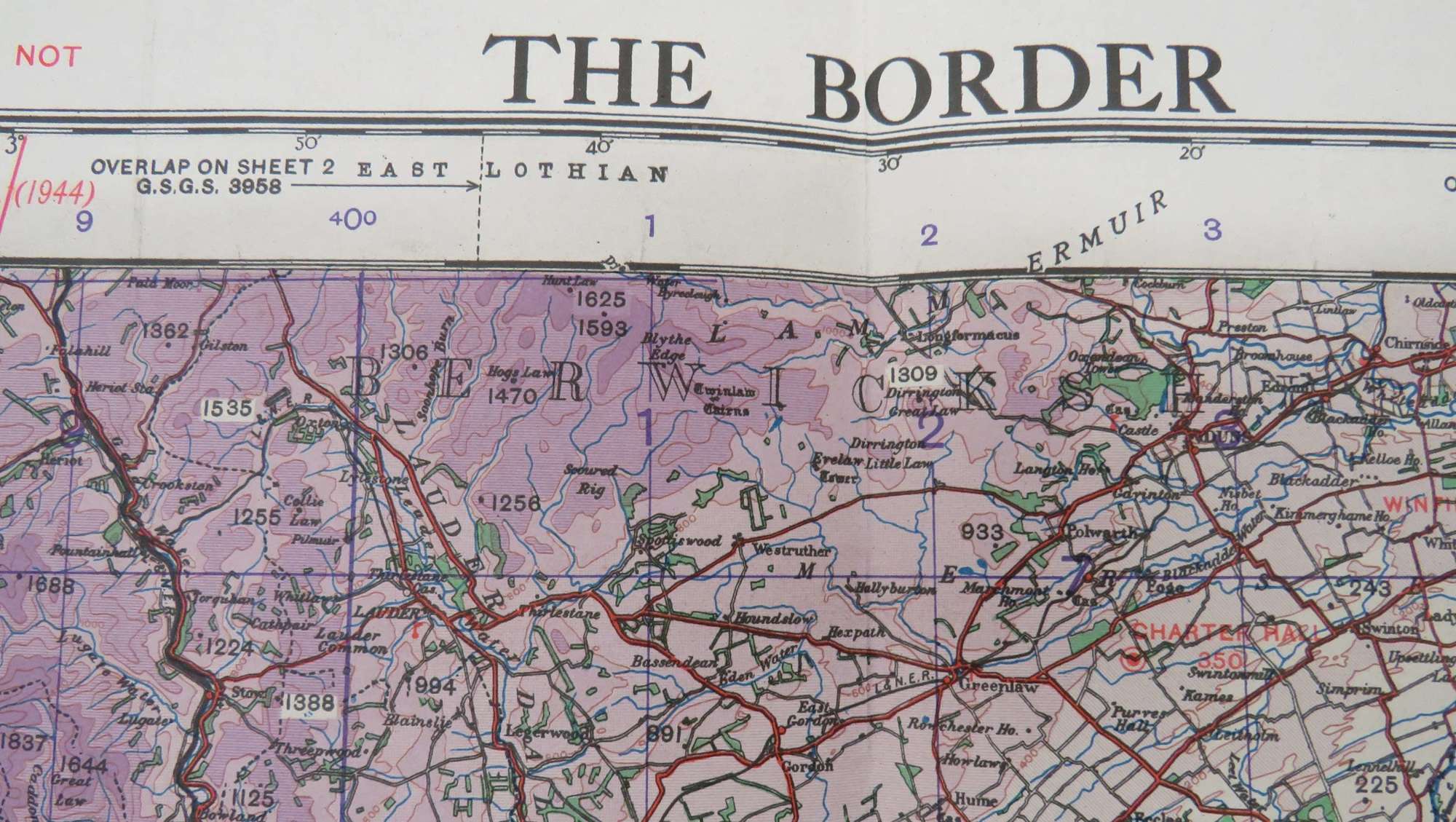 WW2 British Military Map of The Borders