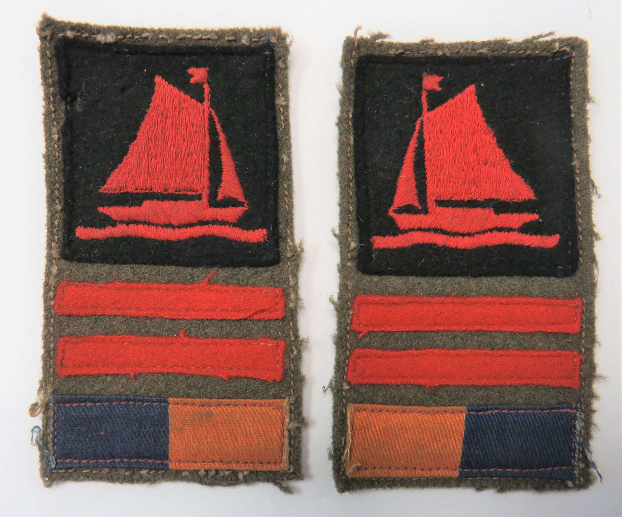 Rare Facing Pair of 76th Division Kings Own Battle Formation Flash