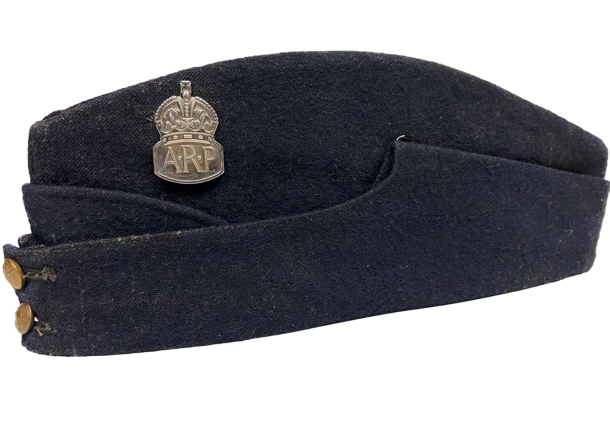 Original WW2 ARP Field Service Cap with Silver 1939 ARP Badge
