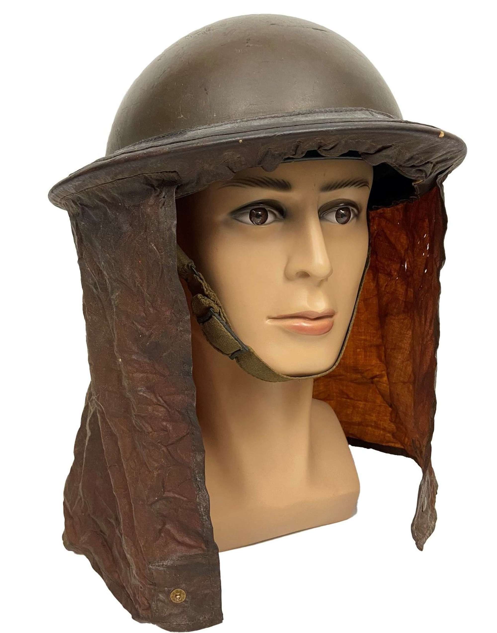 Scarce 1938 Dated British MKII Steel Helmet + 1939 Dated Gas Curtain