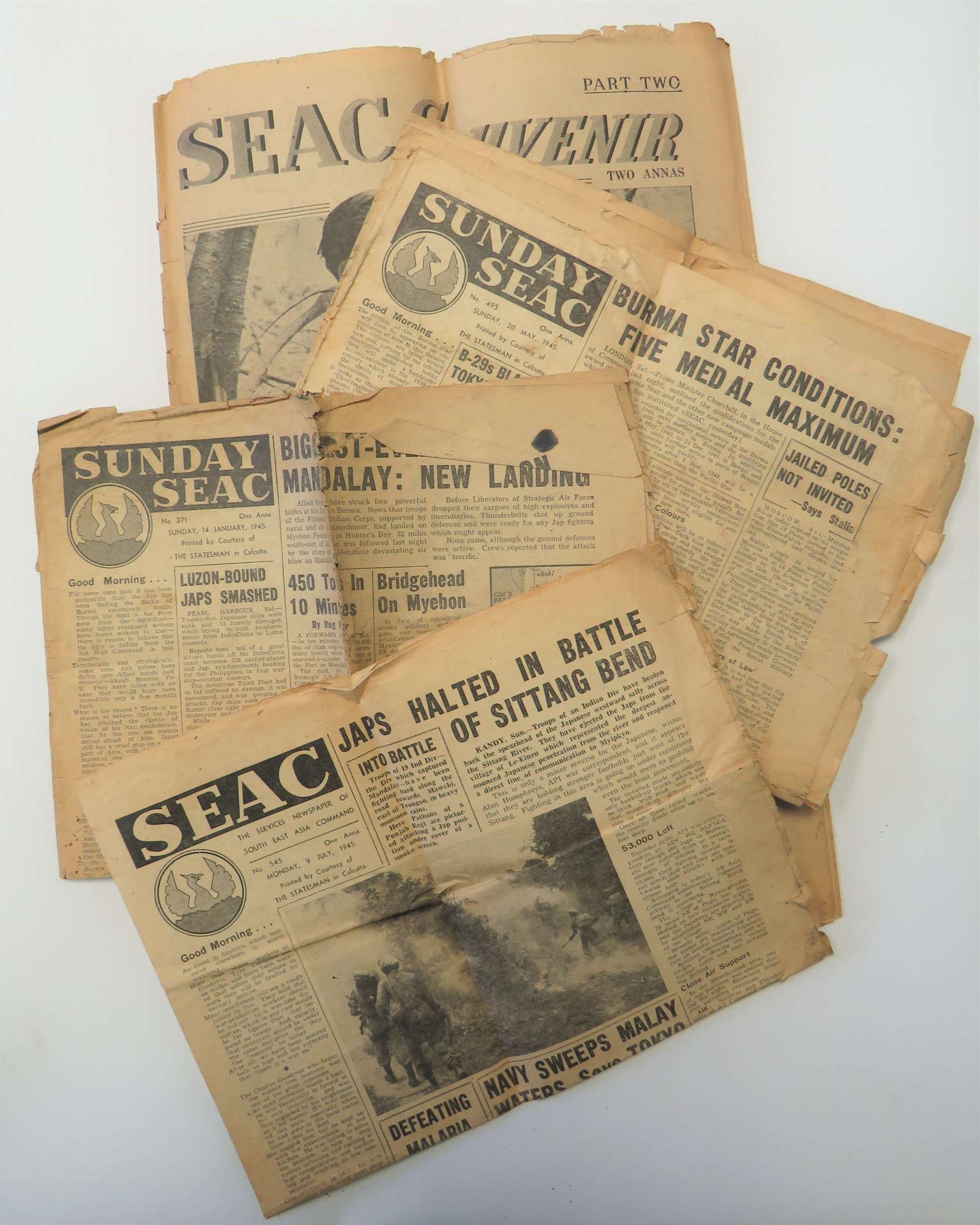 Four S.E.A.C WW2 Newspapers