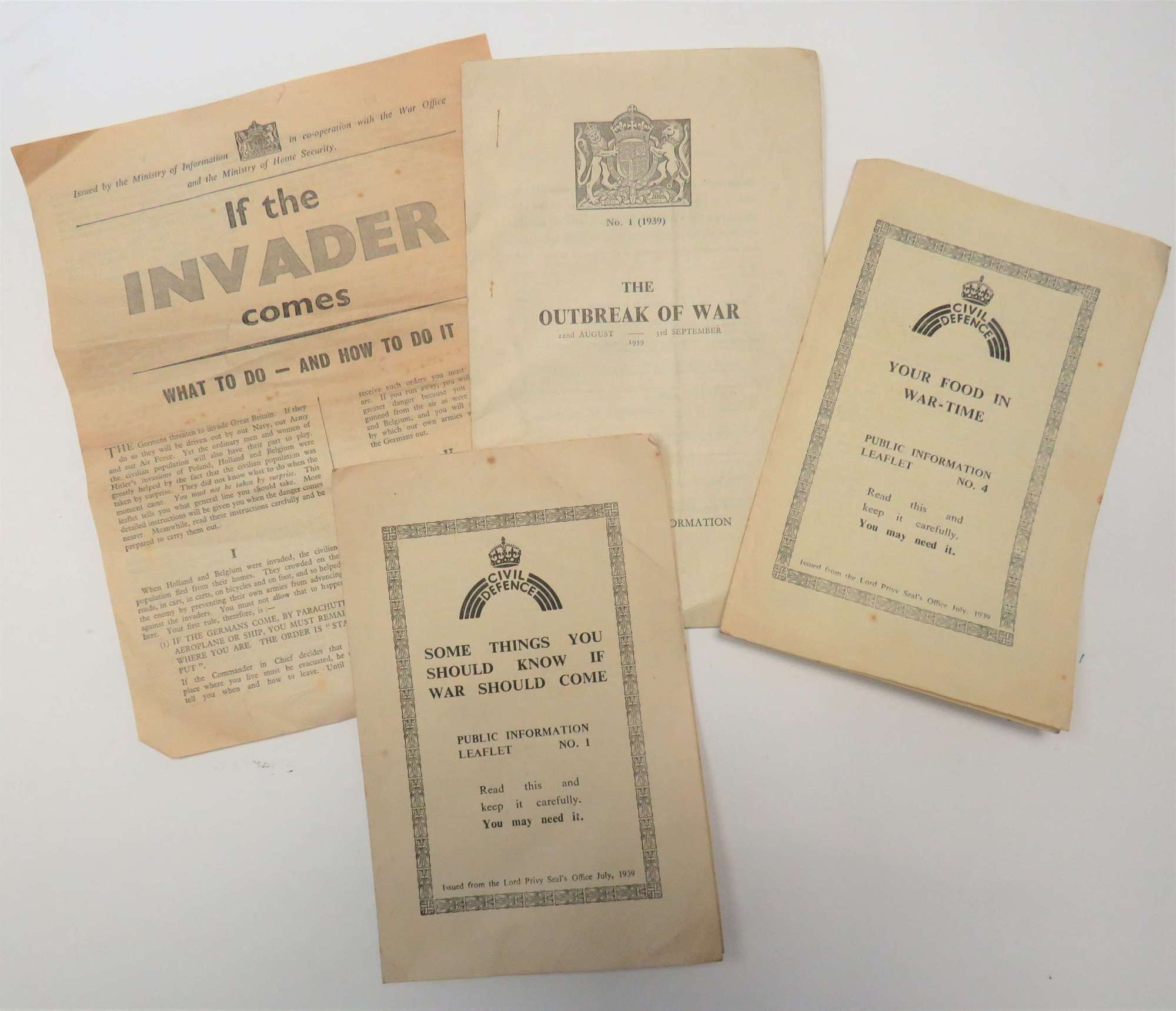 Four WW2 Civil Defence Leaflets