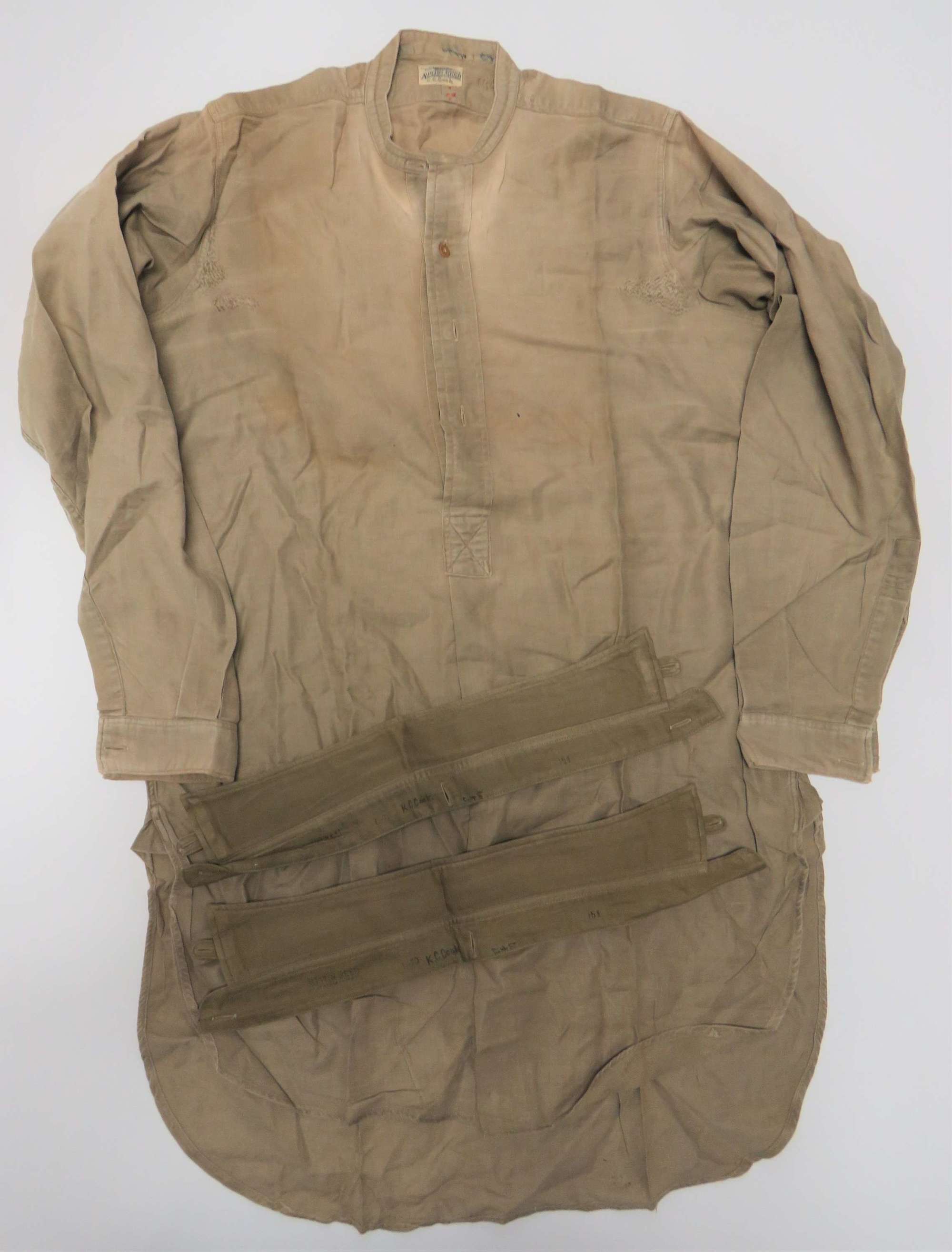 WW2 Original British Officers Half Front Fastened Collarless Shirt