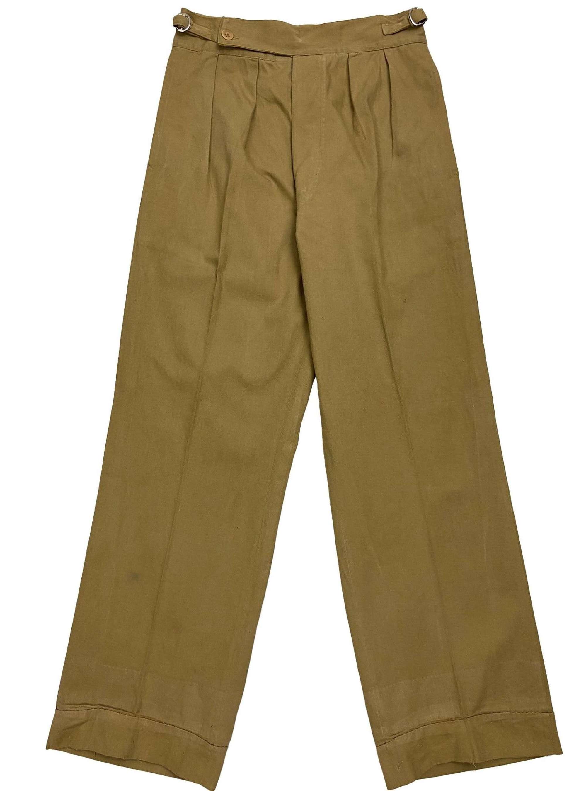 Original 1940s British Military Khaki Drill Trousers - Size 28