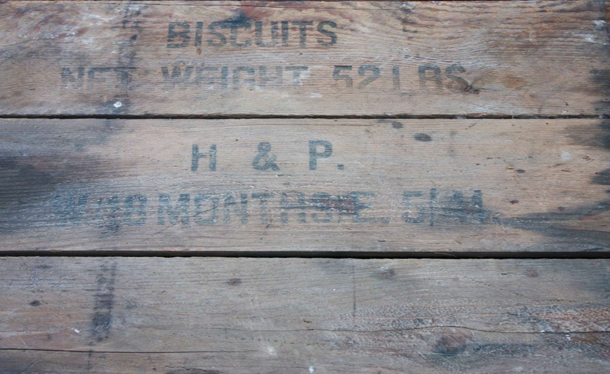 A 1944 DATED LARGE SIZE WOOD BISCUIT CREATE