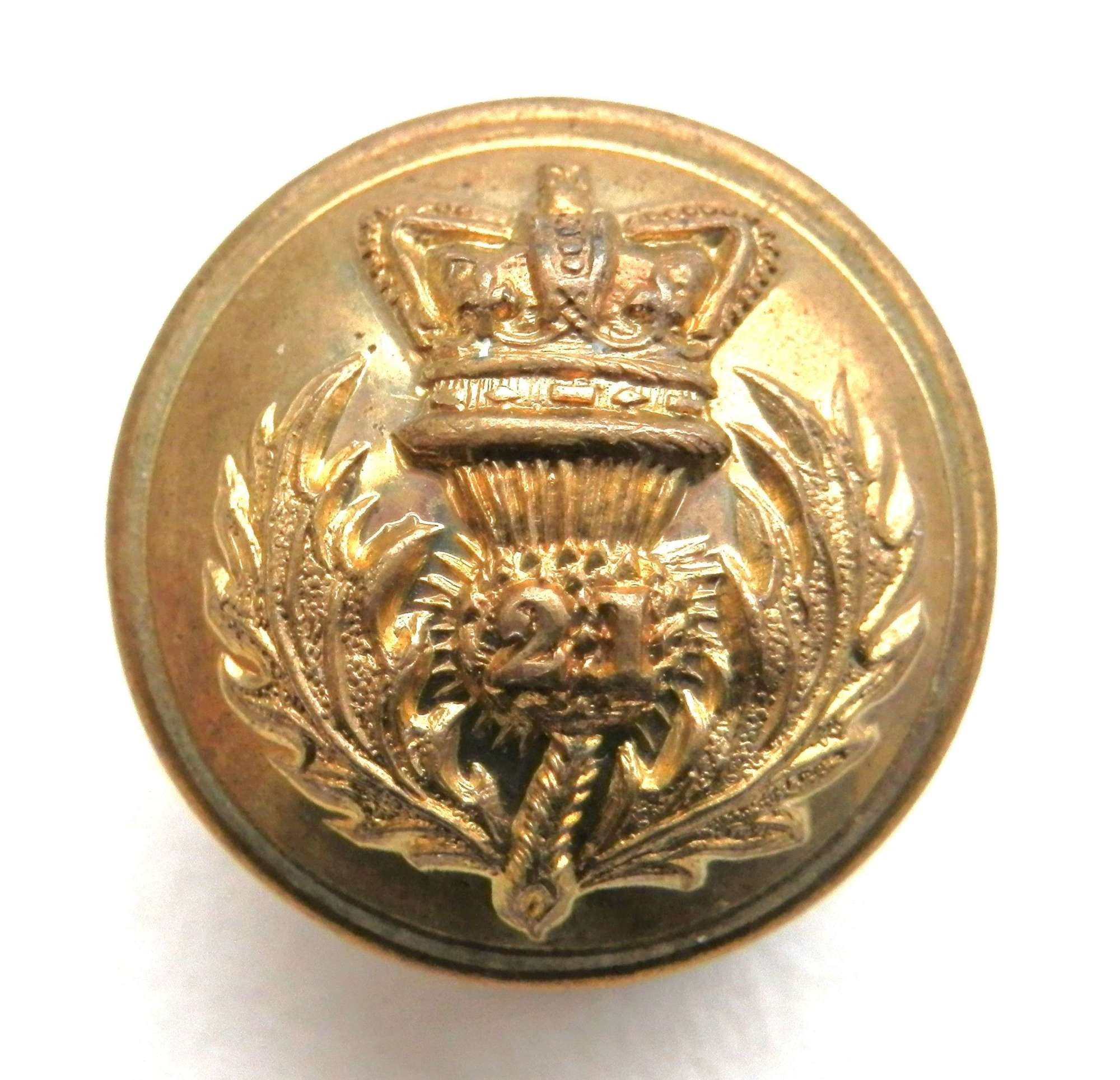 21st, Royal Scots Fusiliers Officers Button.