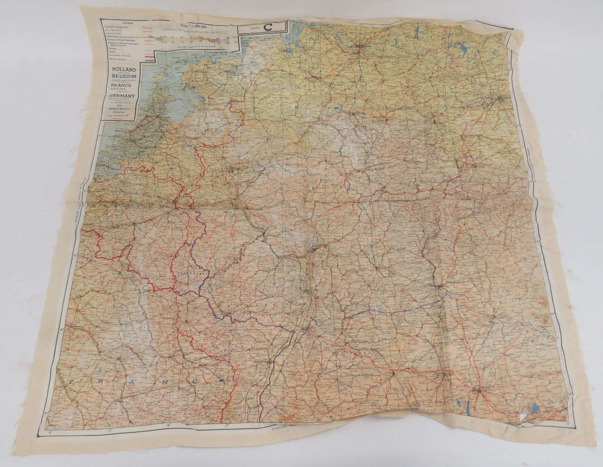 WW2 R.A.F / Special Forces Silk Escape Map of Europe