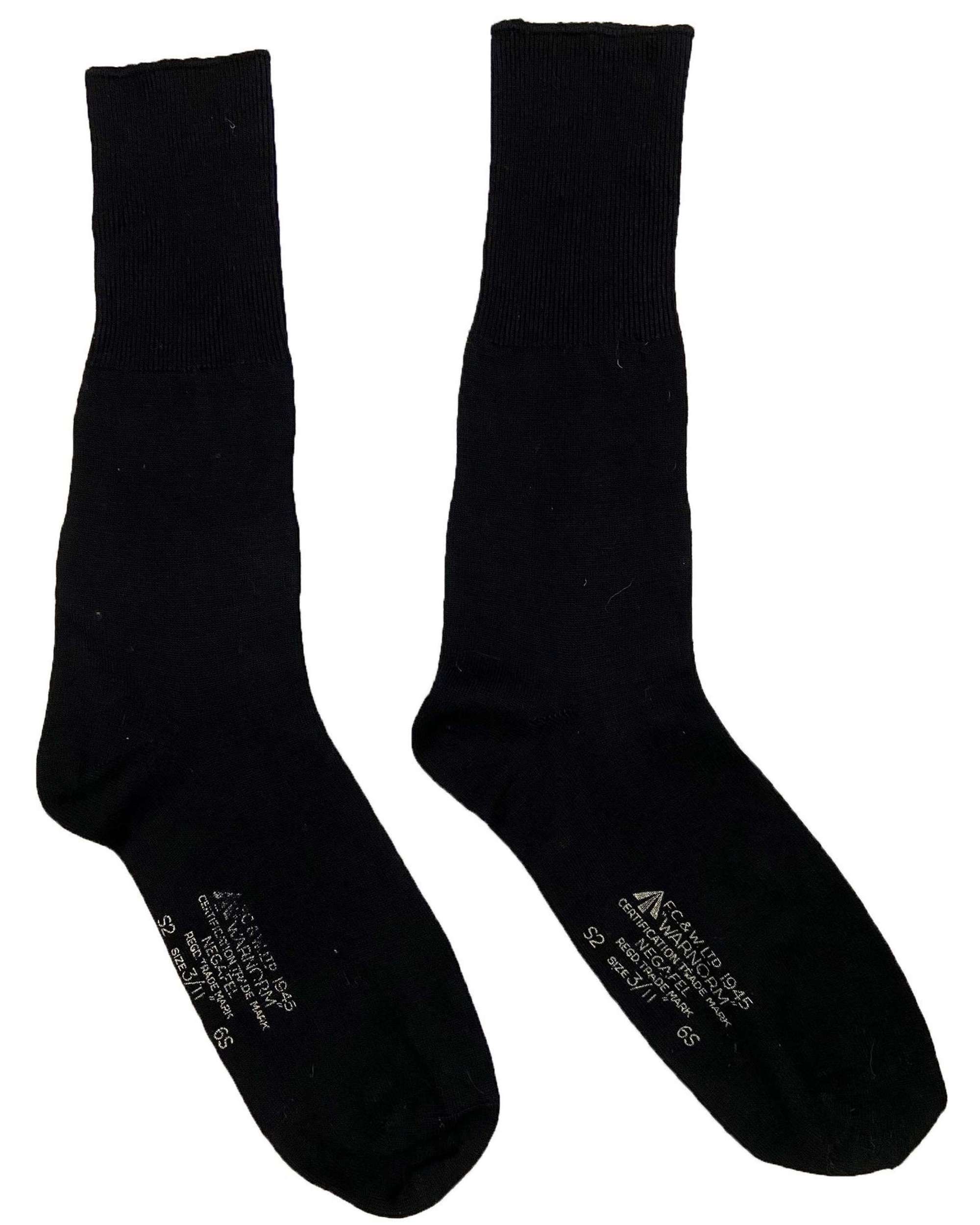 Rare Original 1945 Dated RAF Black Wool Socks by 'F. C. & W Ltd'