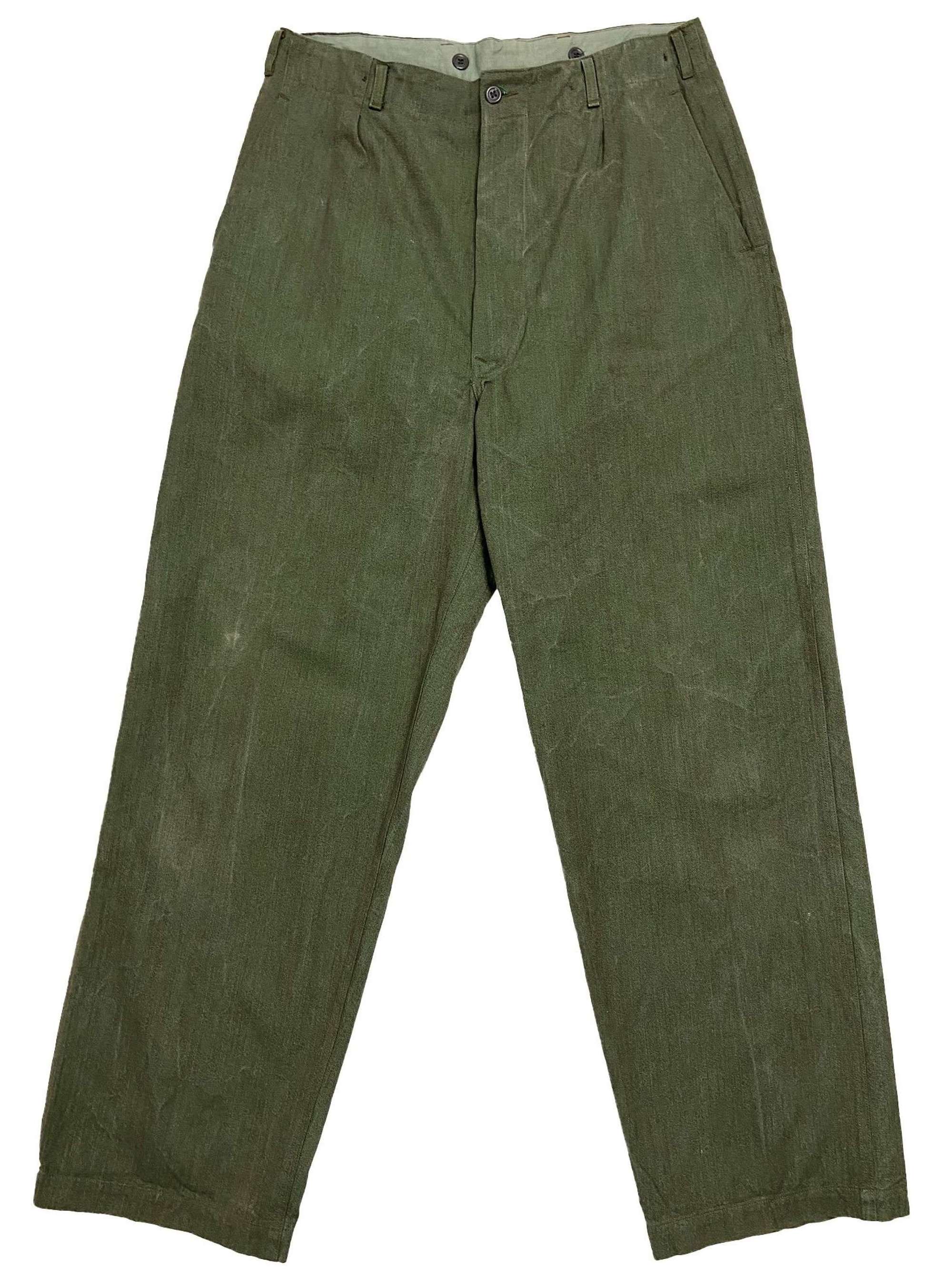 Original 1950s European Military Cinch Back Work Trousers