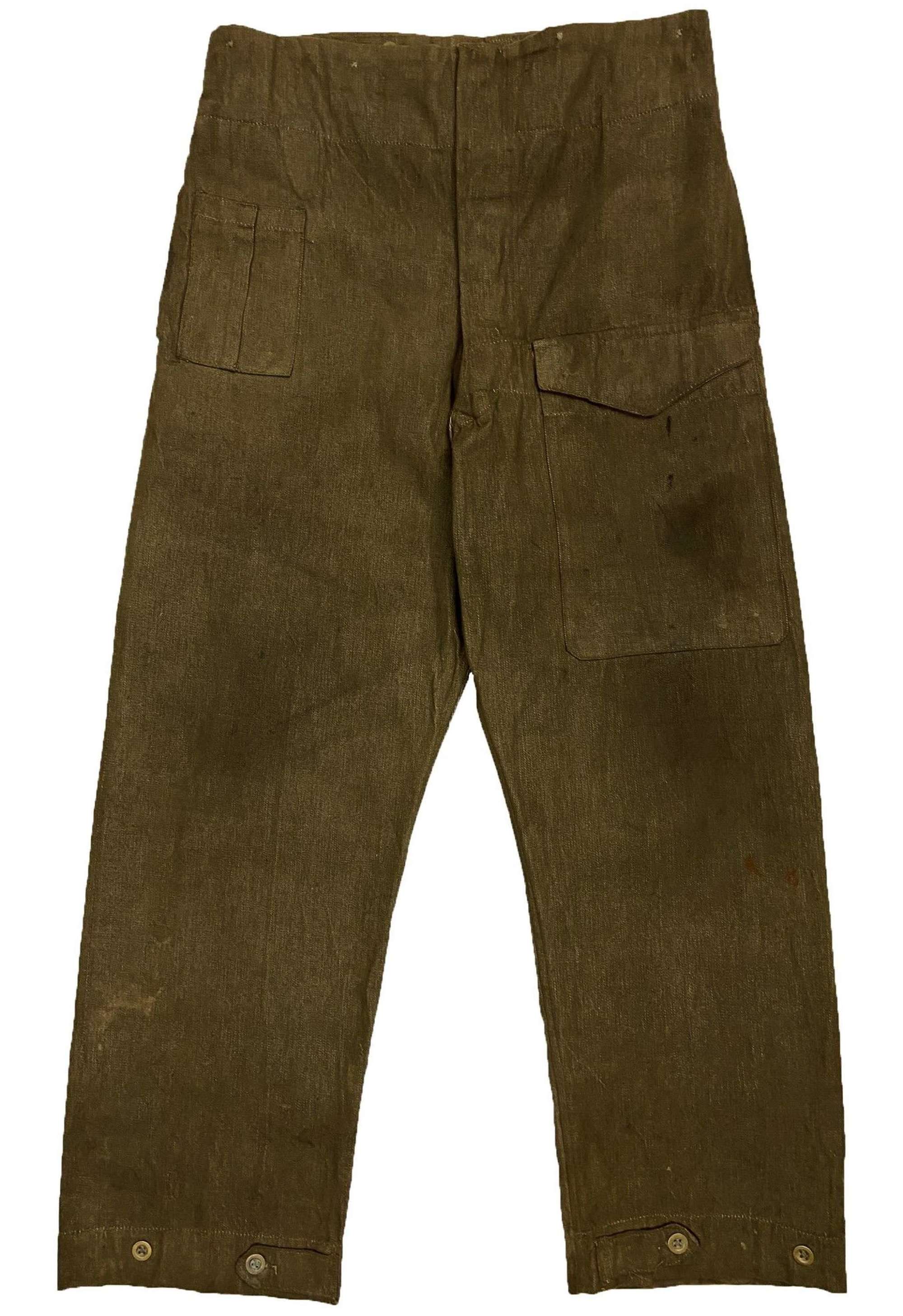 Scarce Original 1940 Dated First Pattern Denim Battledress Trousers