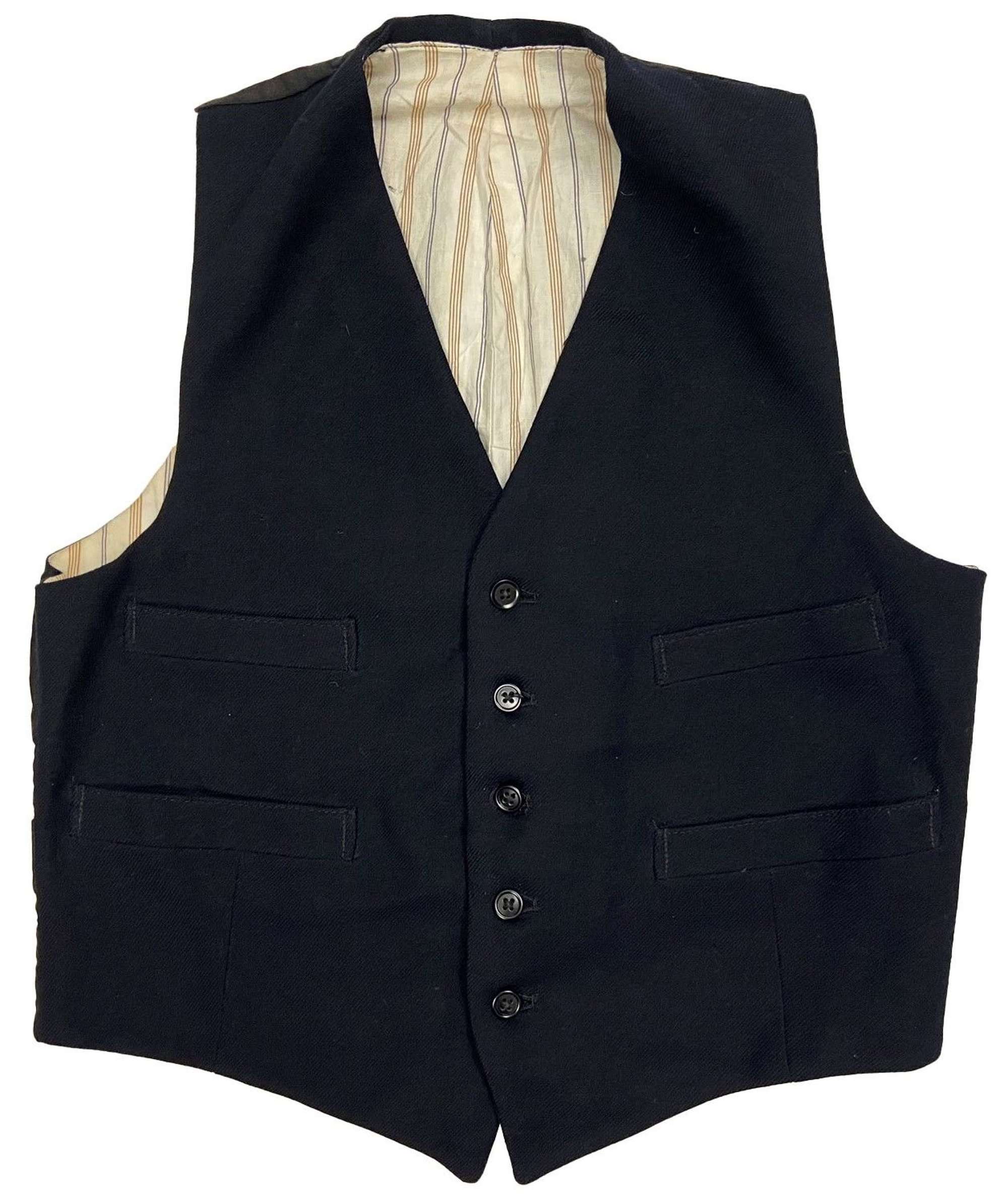 Original 1940s Men's Five Button Navy Blue Waistcoat