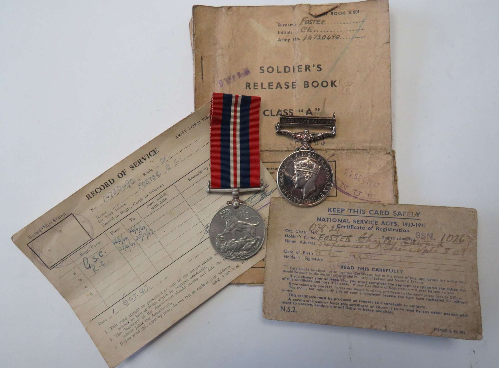 WW2 and Palestine 1945-48 Medal Pair and Paperwork