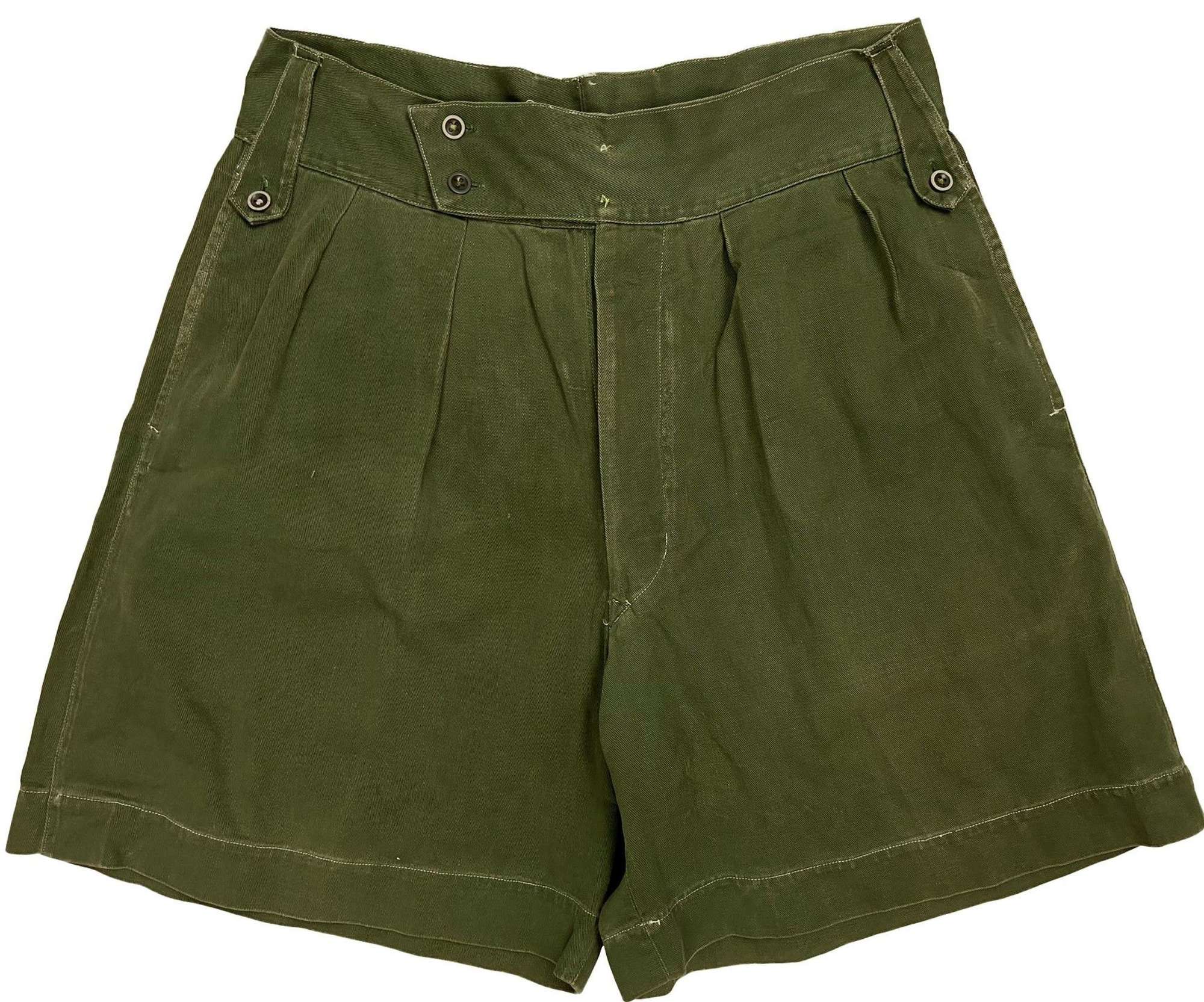 Original 1940s Theatre Made British Jungle Green Shorts - Size 32