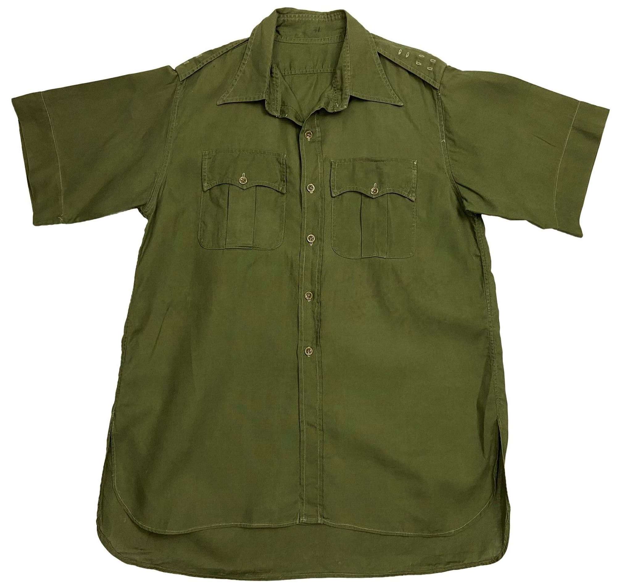 Original 1950s British Army Officers Jungle Green Aertex Shirt - LARGE