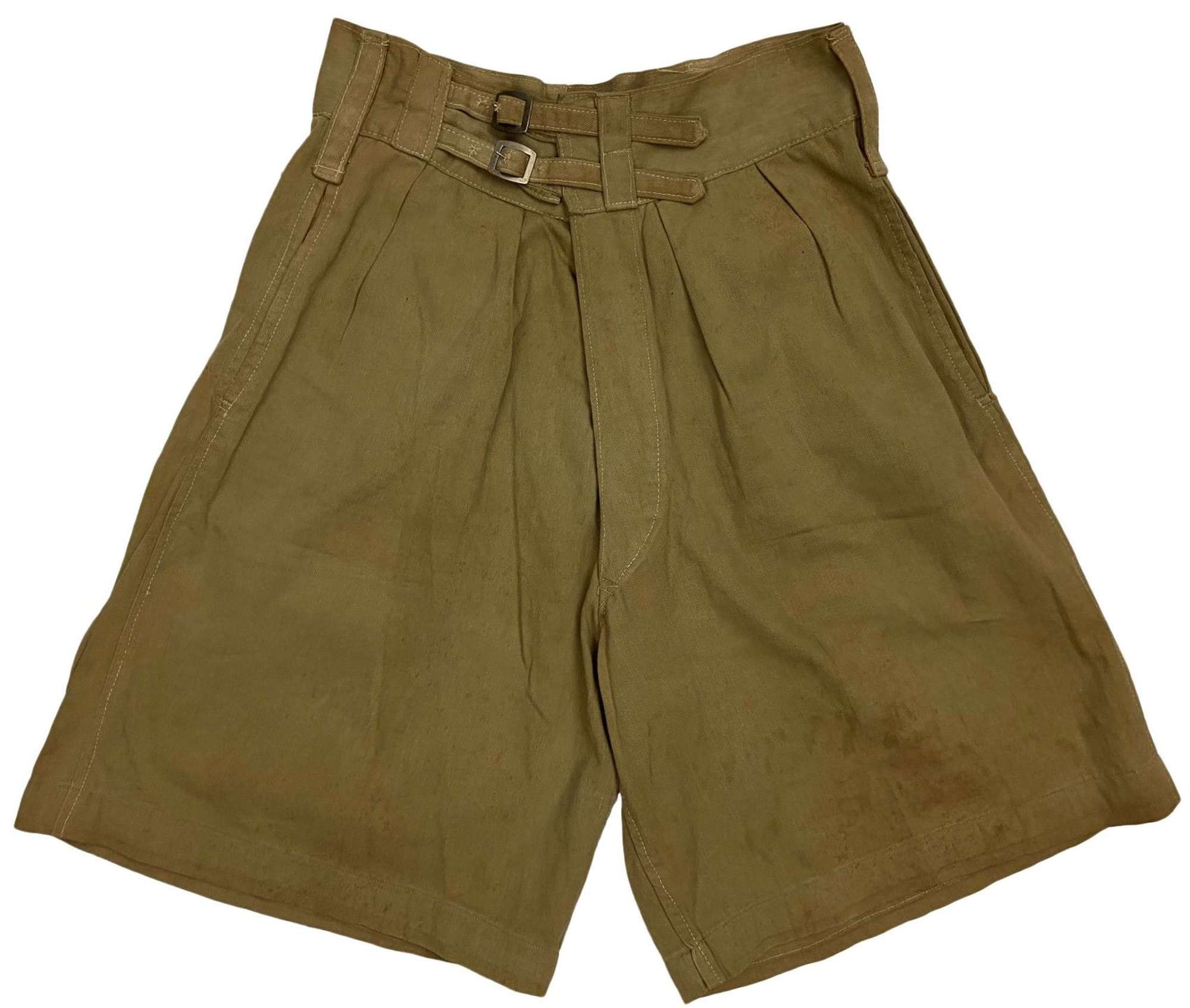 Original 1943 Dated British Indian Made Khaki Drill Shorts