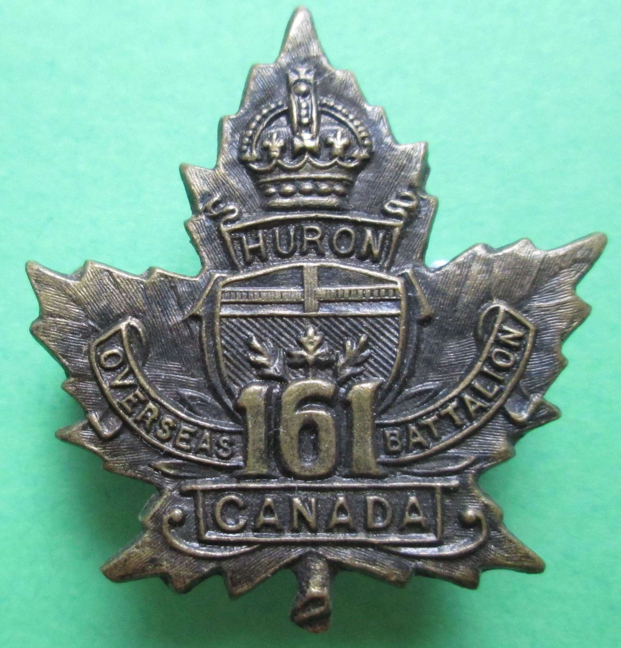 A WWI 161st  INFANTRY BATTALION CANADIAN COLLAR BADGE