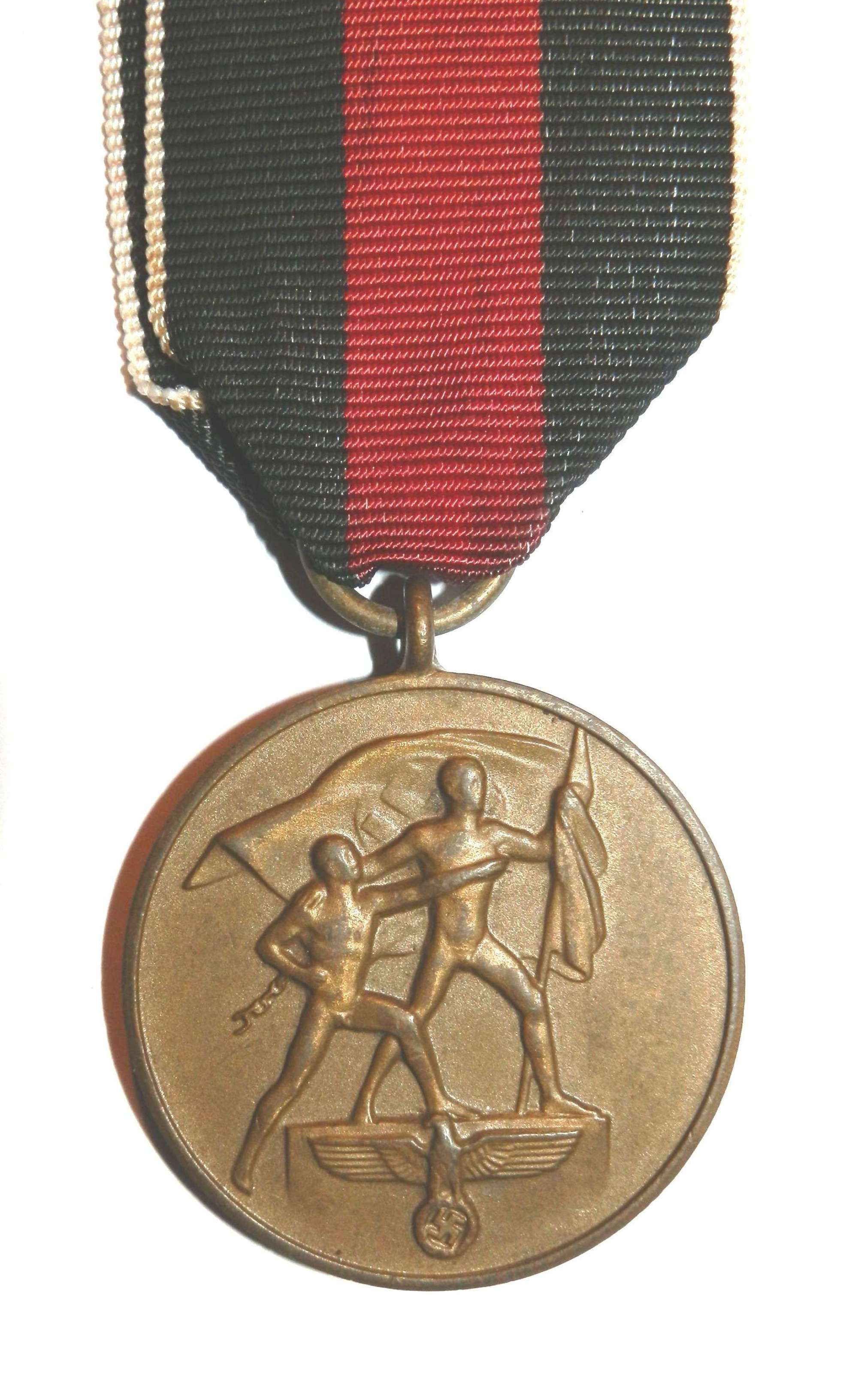 Anschluss German Czech 1st Oktober 1938 Medal.