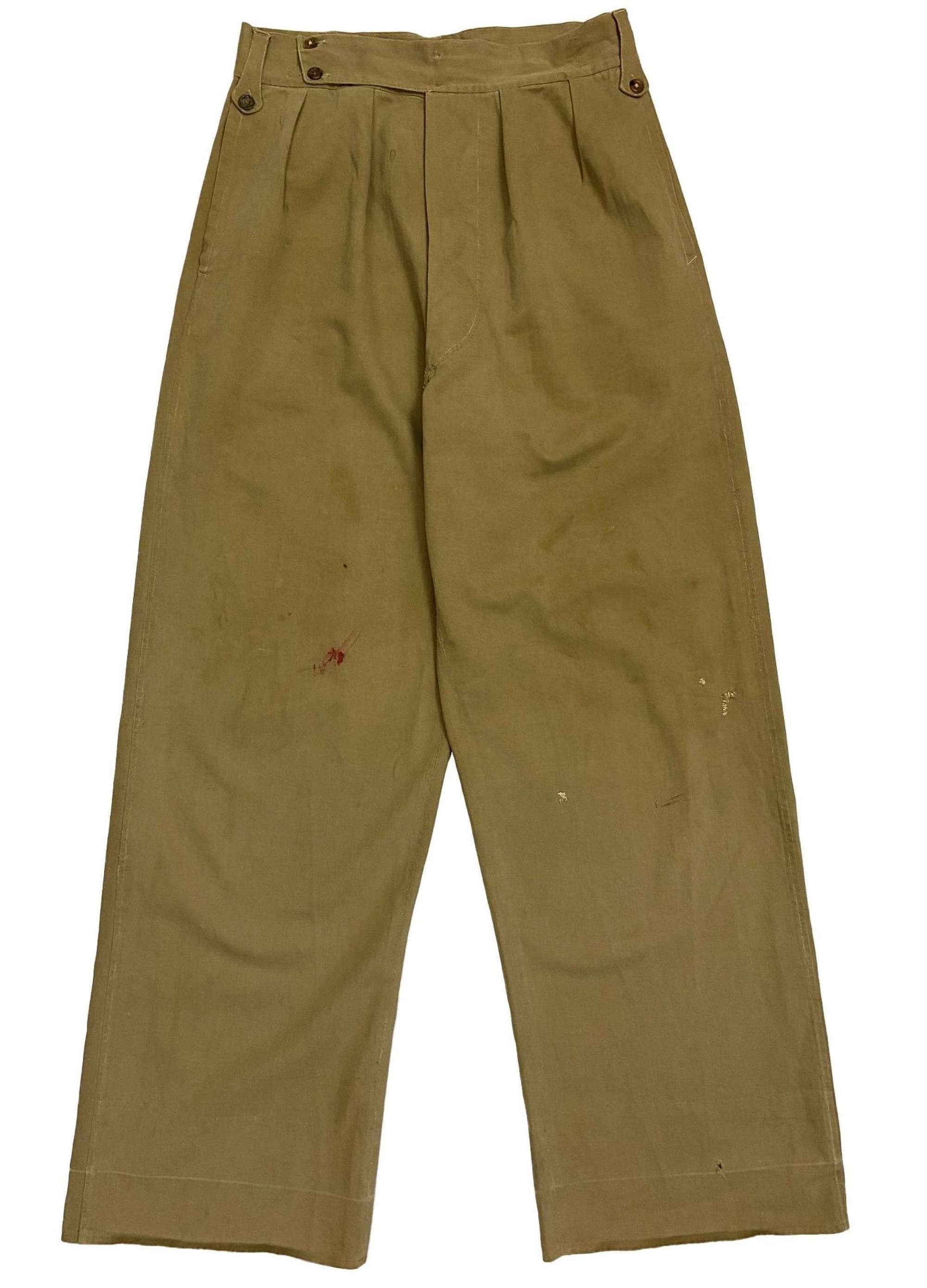 Original WW2 Indian Made British Army Khaki Drill Trousers
