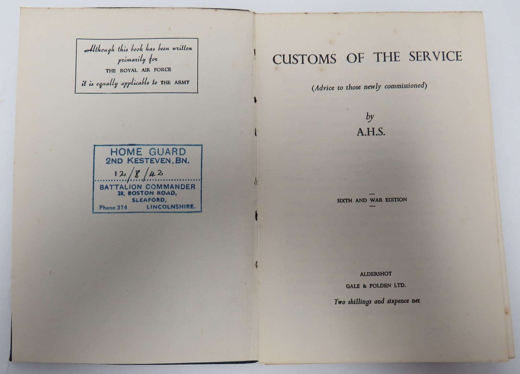 Home Guard Customs of the Service Book