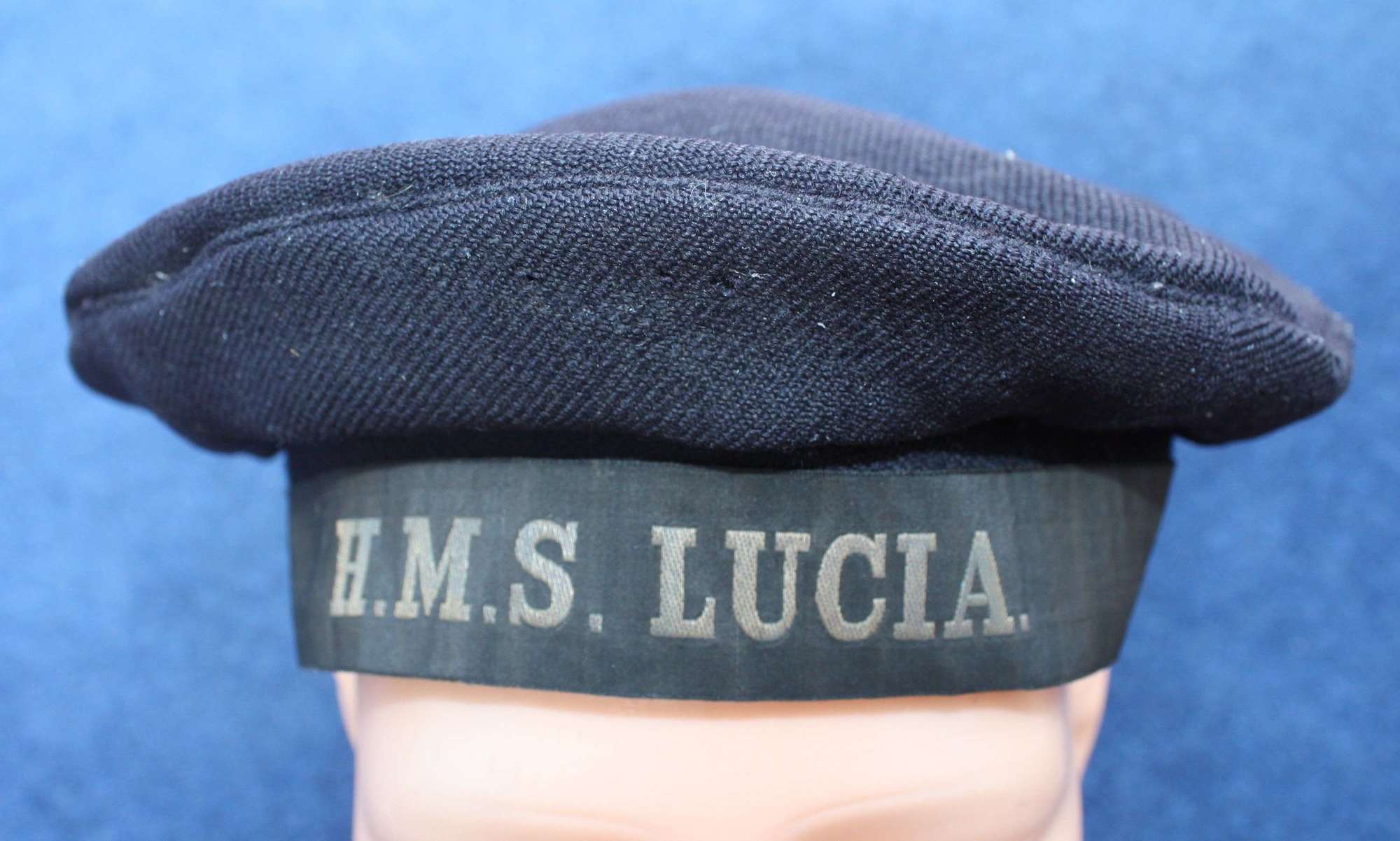 WW1 BLUE ROYAL NAVY RATINGS CAP: HMS LUCIA