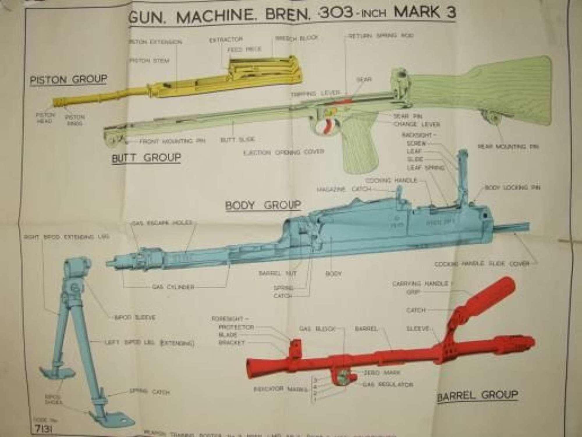 Weapon Training Poster No.2 Bren LMG Mk3. Part 2 Main Components
