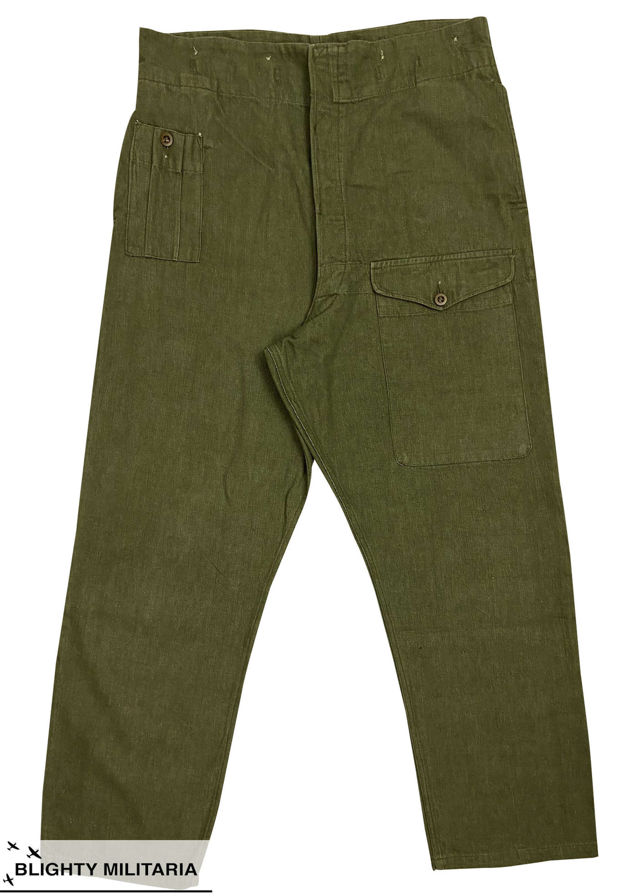 Original 1953 Dated British Denim Battledress Trousers - Size 10