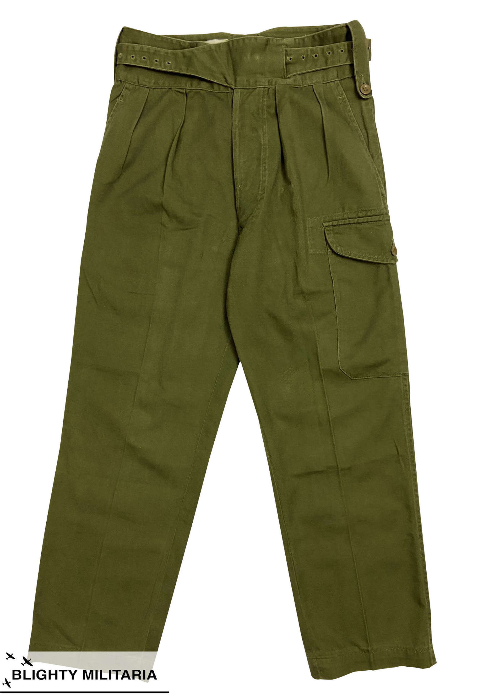 Original 1971 Dated 1960 Pattern Drill Green Trousers