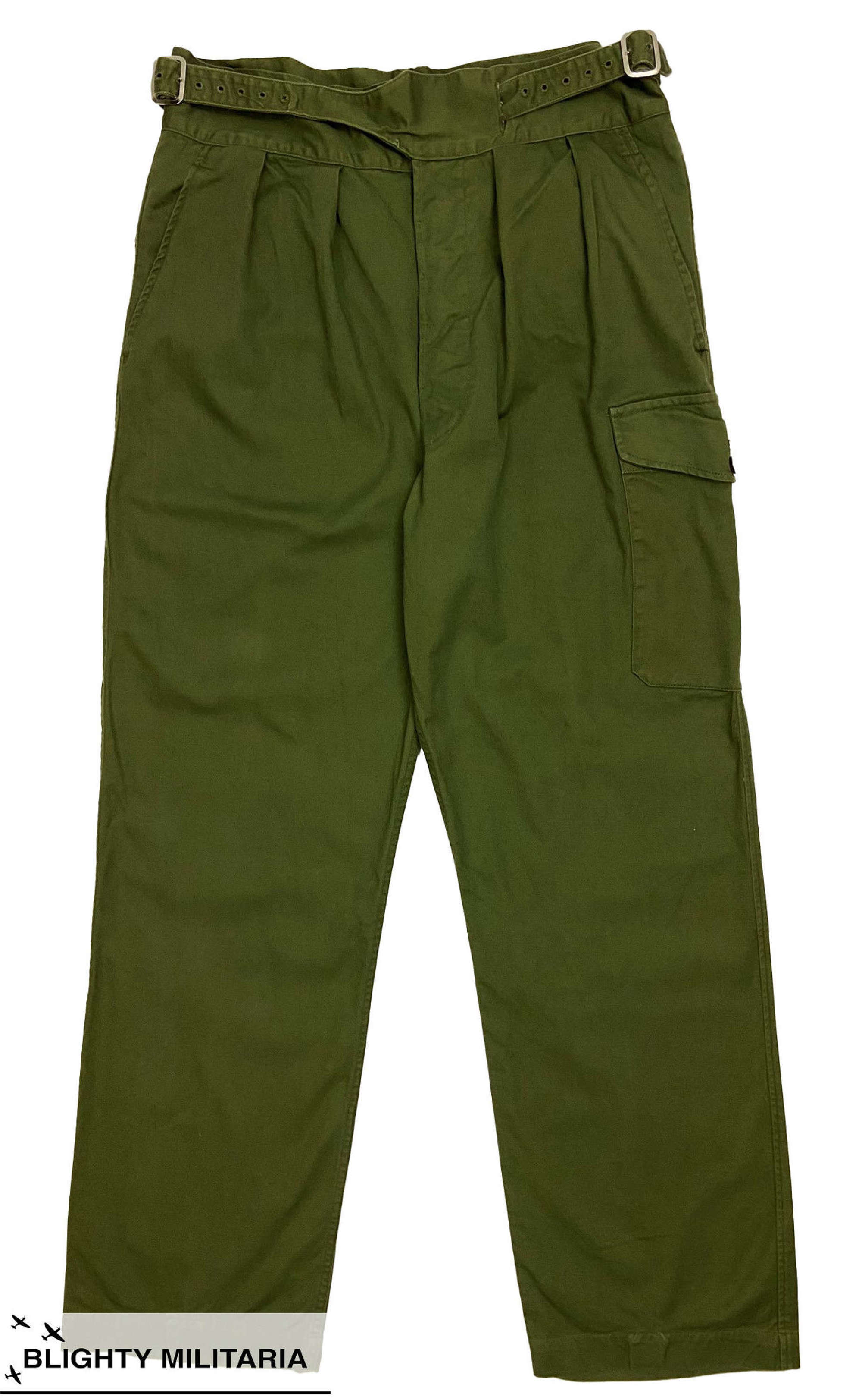 Original 1970s 1950 Pattern Jungle Green Trousers - Size 10