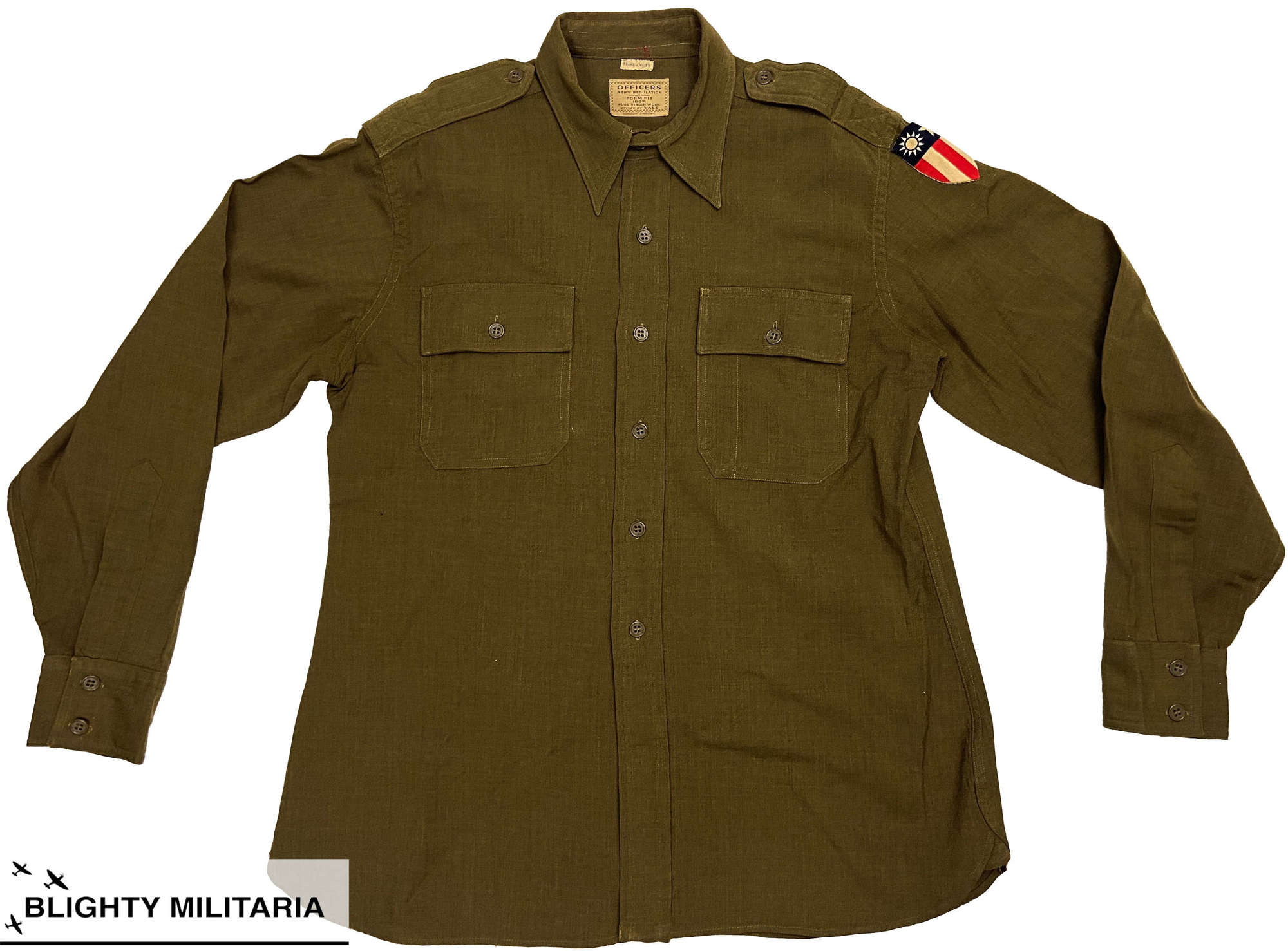 Original WW2 American Officers Shirt with C.B.I Patch