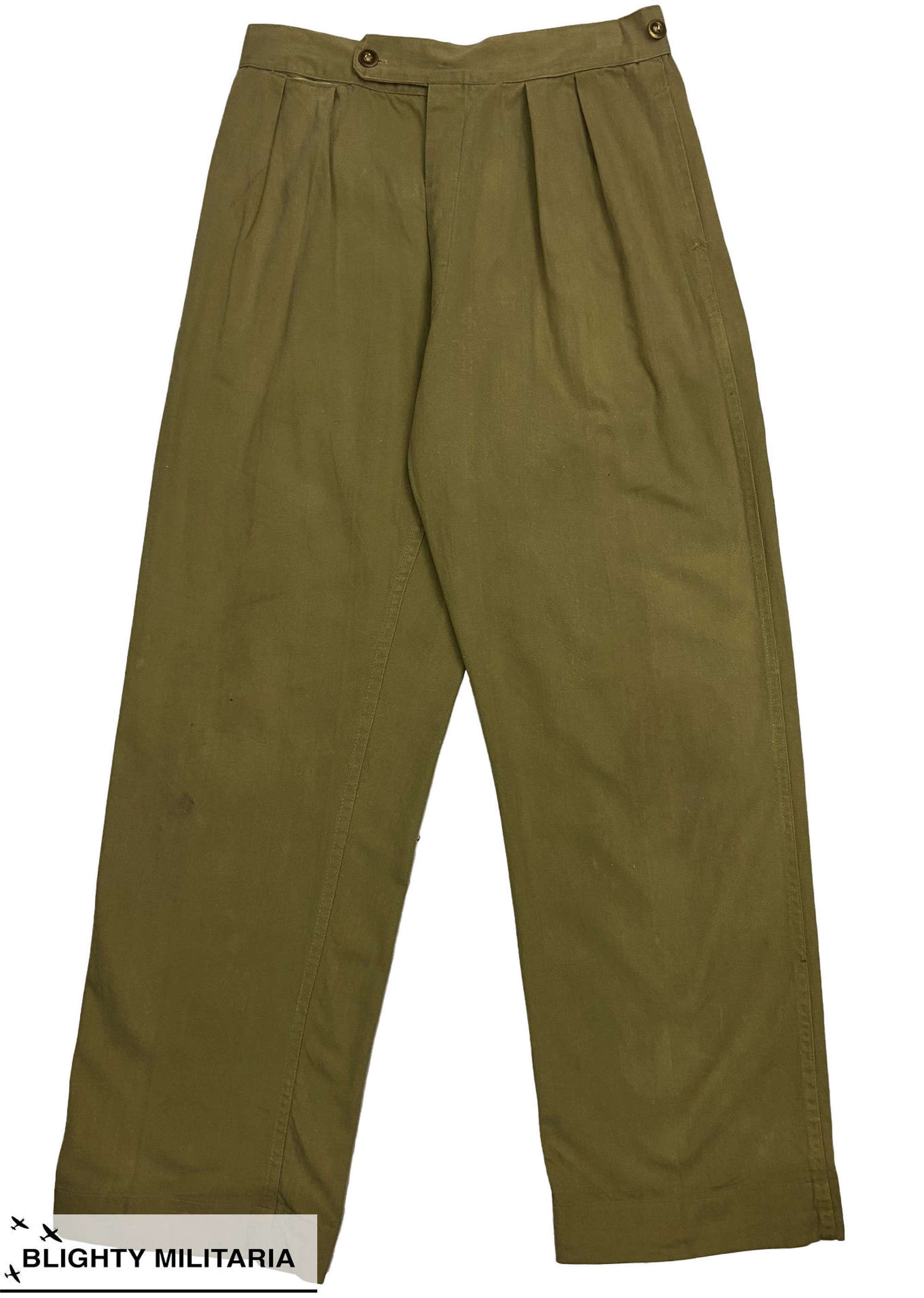Original 1940s British Khaki Drill Trousers