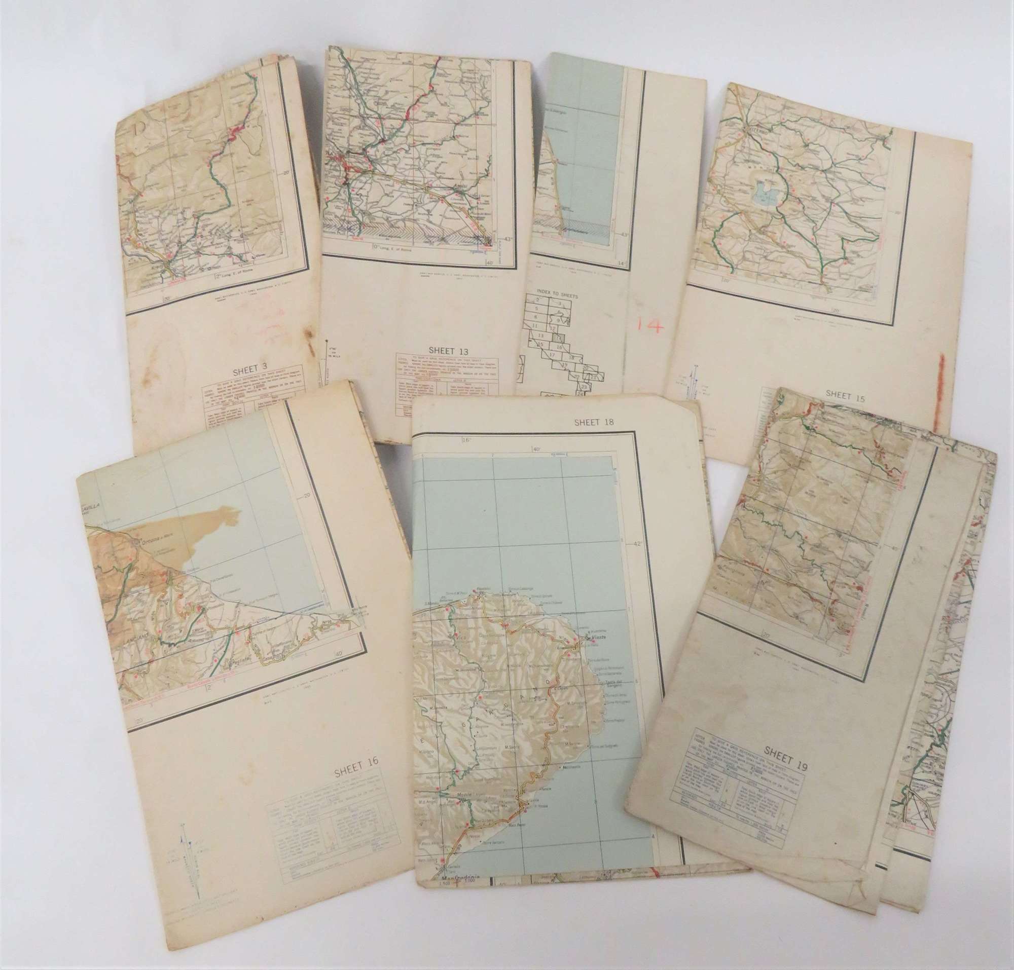 Set of 8 WW2 Italian Invasion Maps