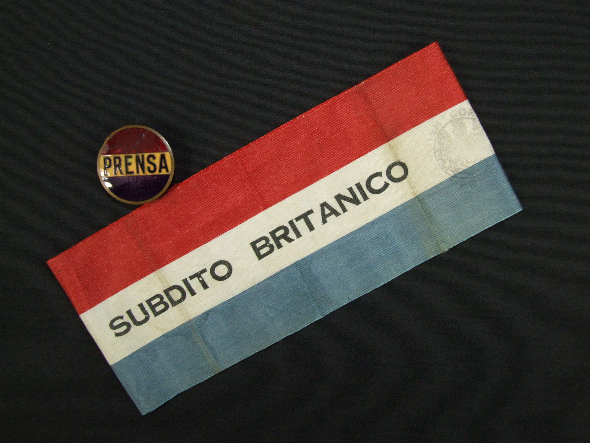 British Press Armband and Lapel Badge. Spanish Civil War