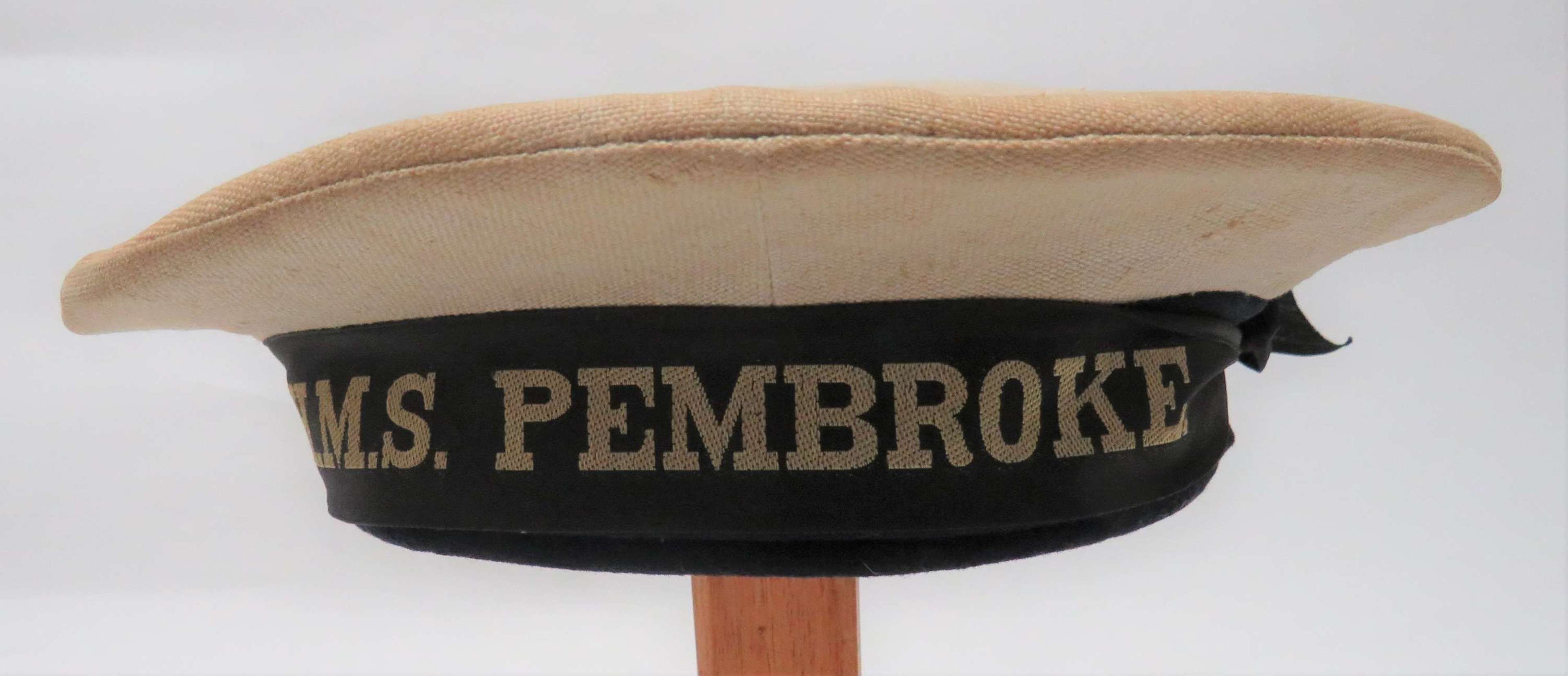 Rare WW1 Period Royal Navy H.M.S Pembroke Sailors Hat