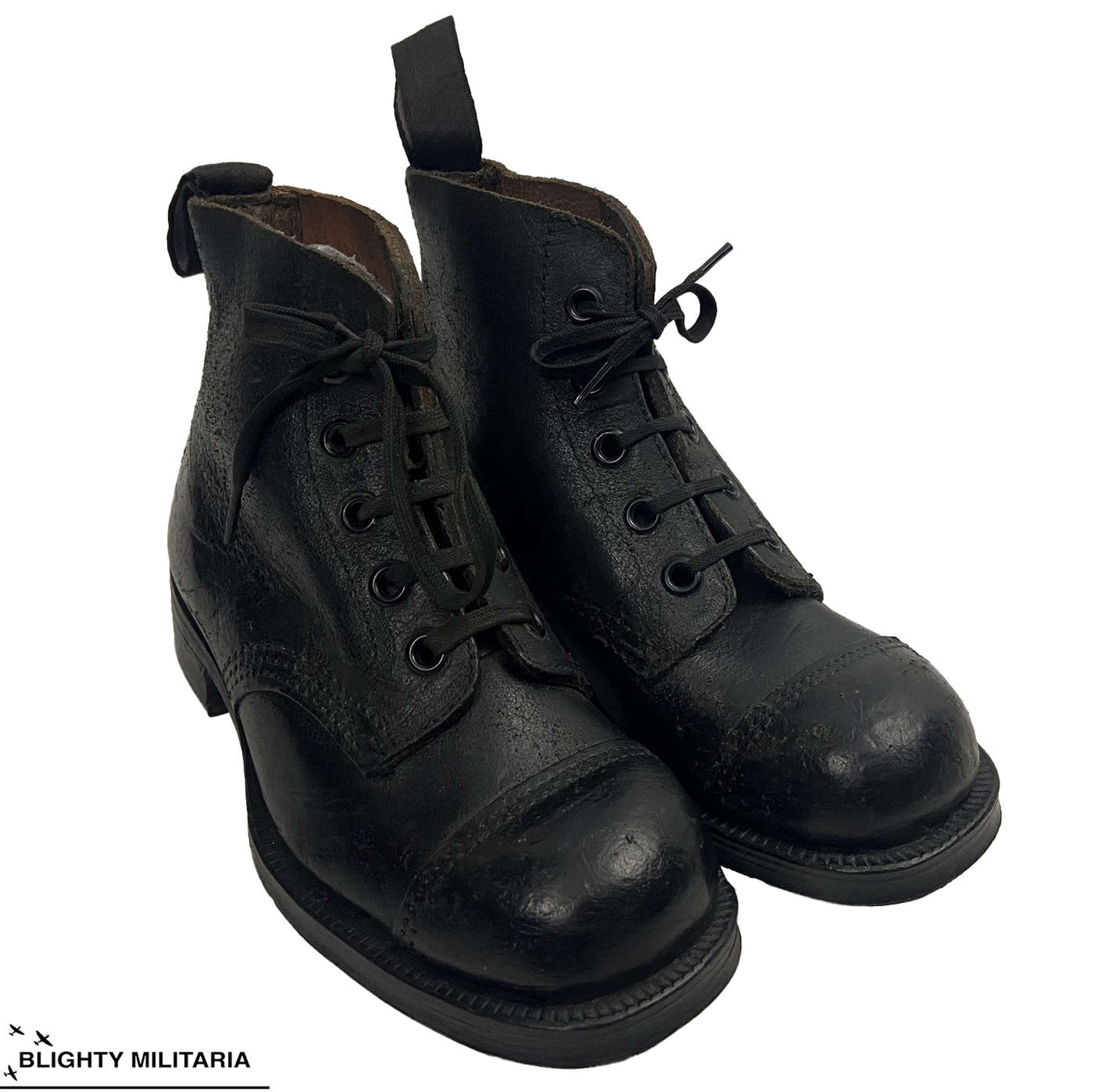 Original 1940s CC41 Boys Leather Ankle Boots by 'Dryfoot'