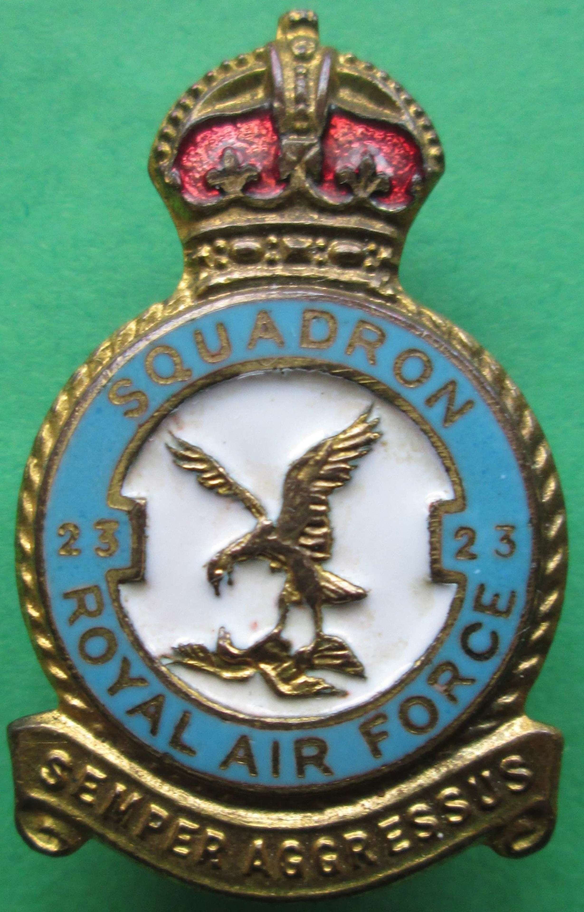 RAF 23 SQUADRON PIN BADGE