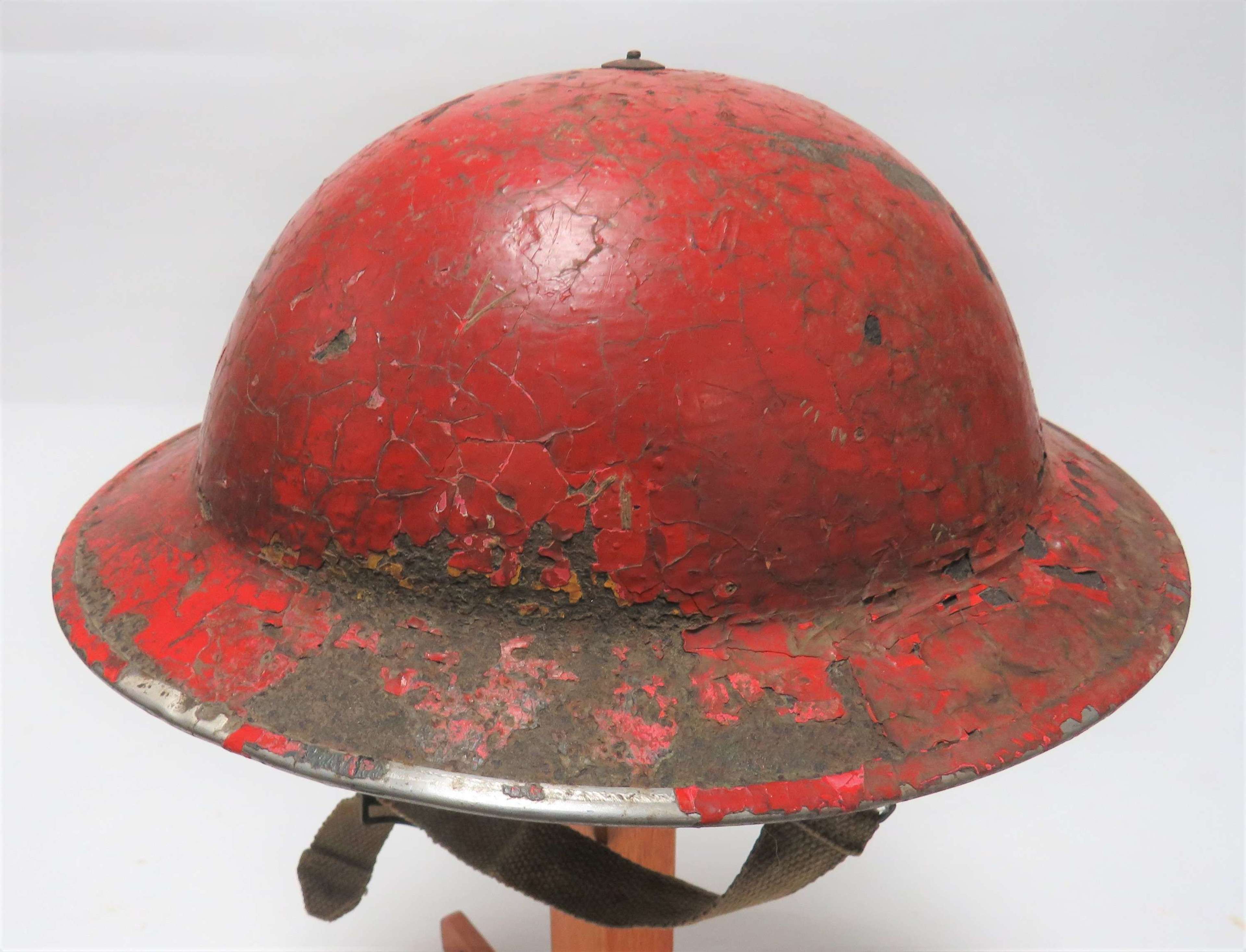 1939 Dated Home Front Red Painted Steel Helmet