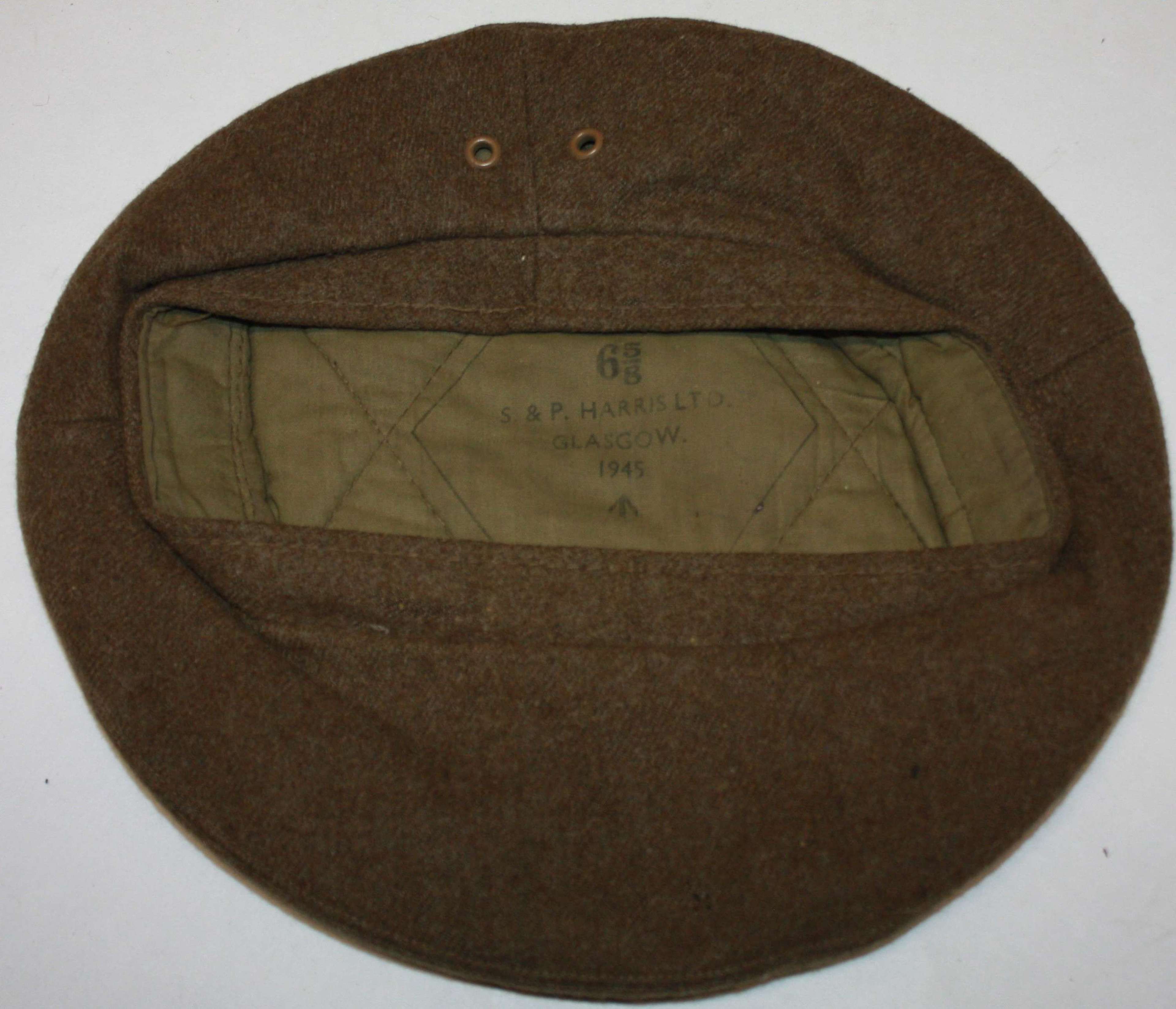 A GOOD USED WWII 1945 DATED GS BERET SIZE 6 5/8