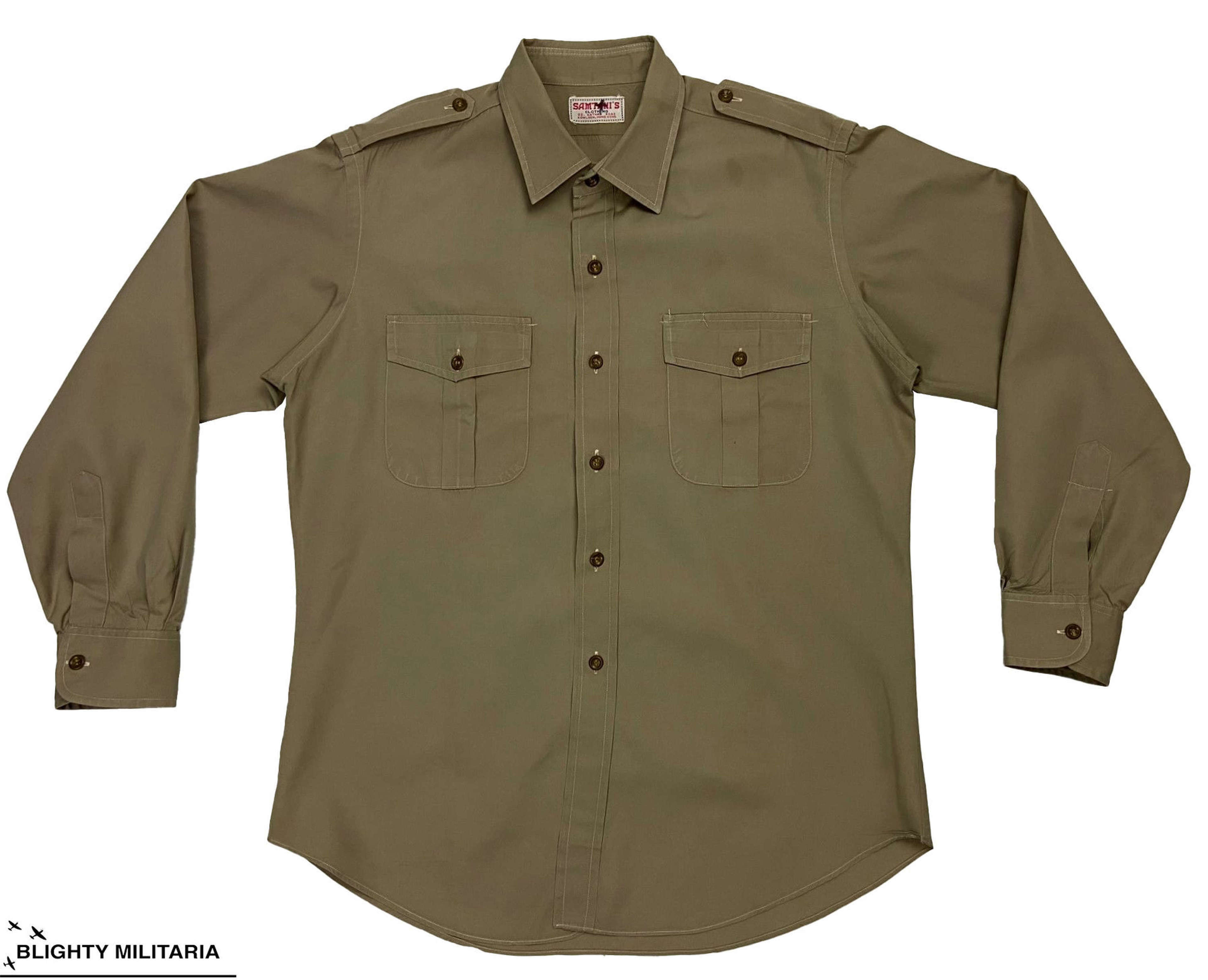 Original 1960s RAF Officers Tropical Khaki Shirt by 'Samtani's'