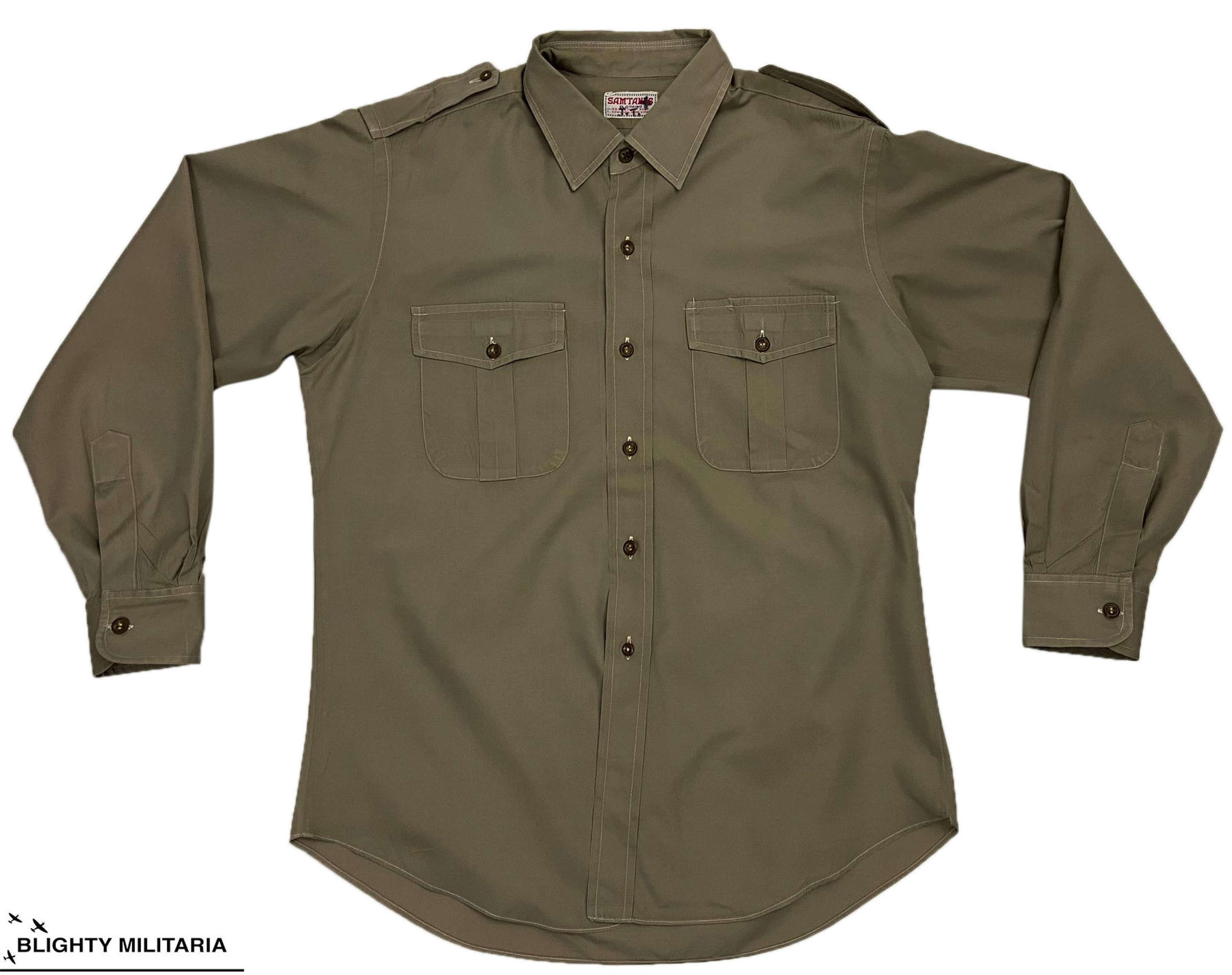 Original 1960s RAF Officers Tropical Khaki Shirt by 'Samtani's' (2)