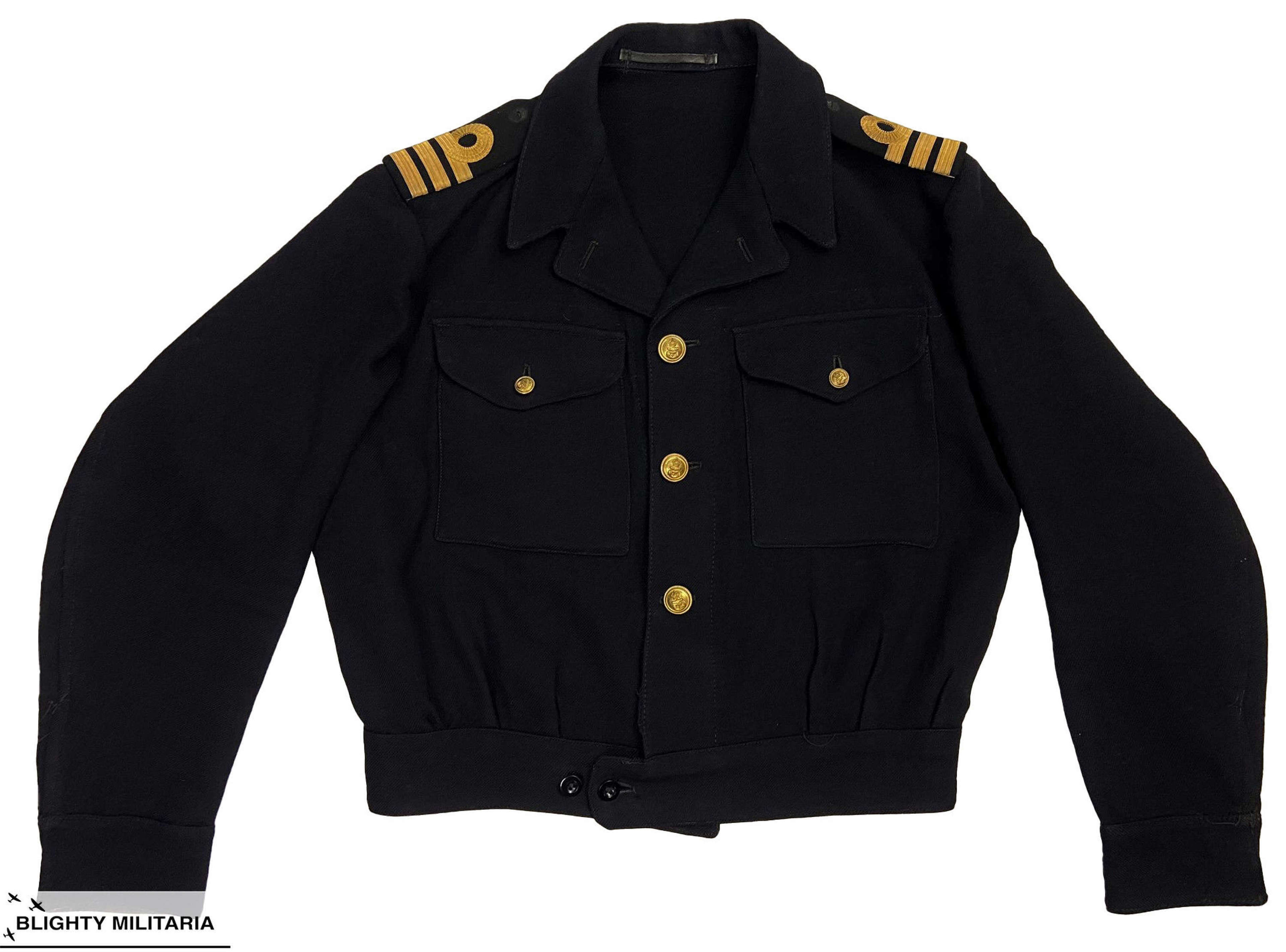 Original WW2 Royal Navy Officer's Blue Working Dress Blouse - Large