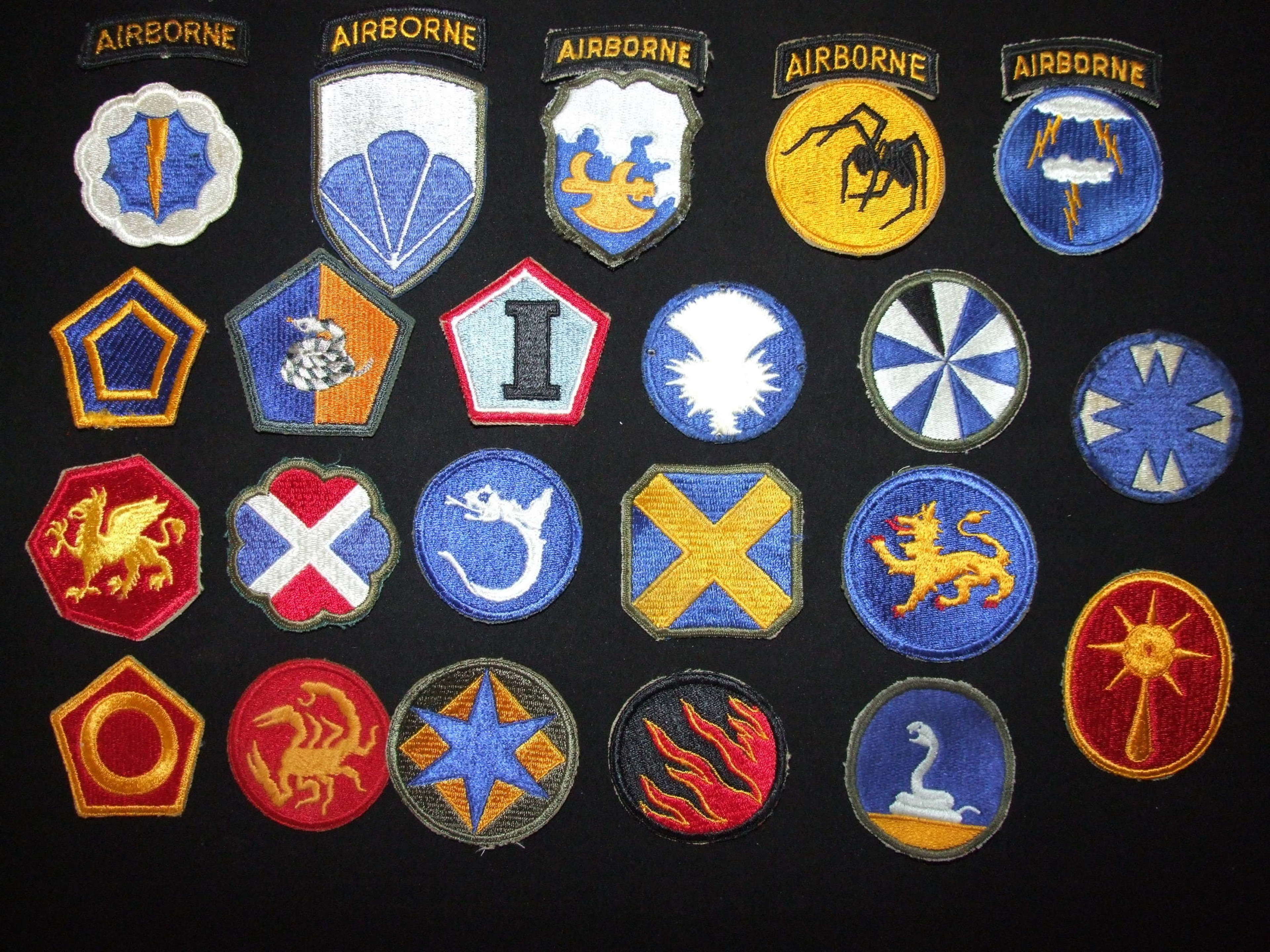 A Collection of 22 US WW11 Phantom Division Patches