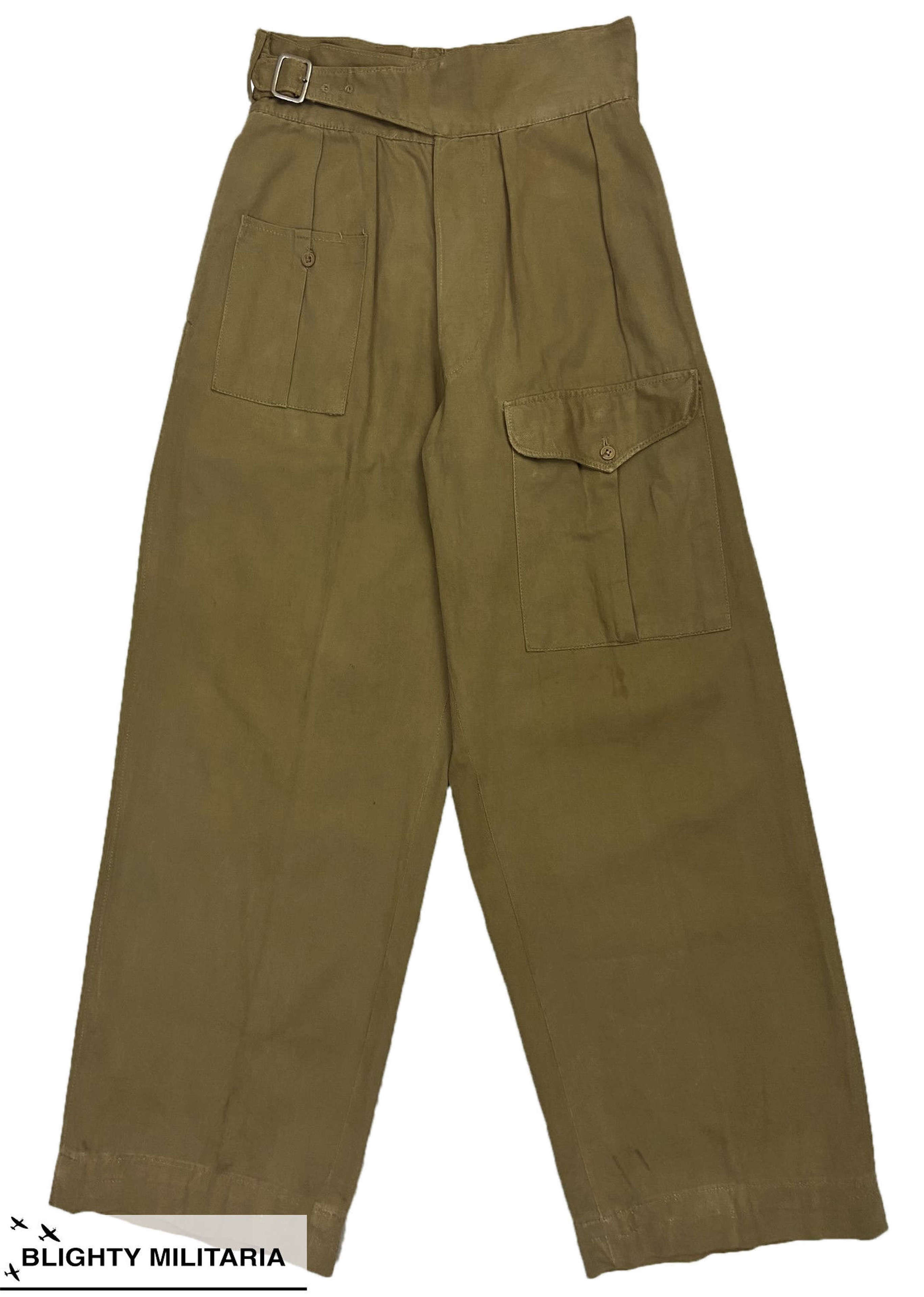 Scarce Original WW2 Indian Made Khaki Drill Battledress Trousers