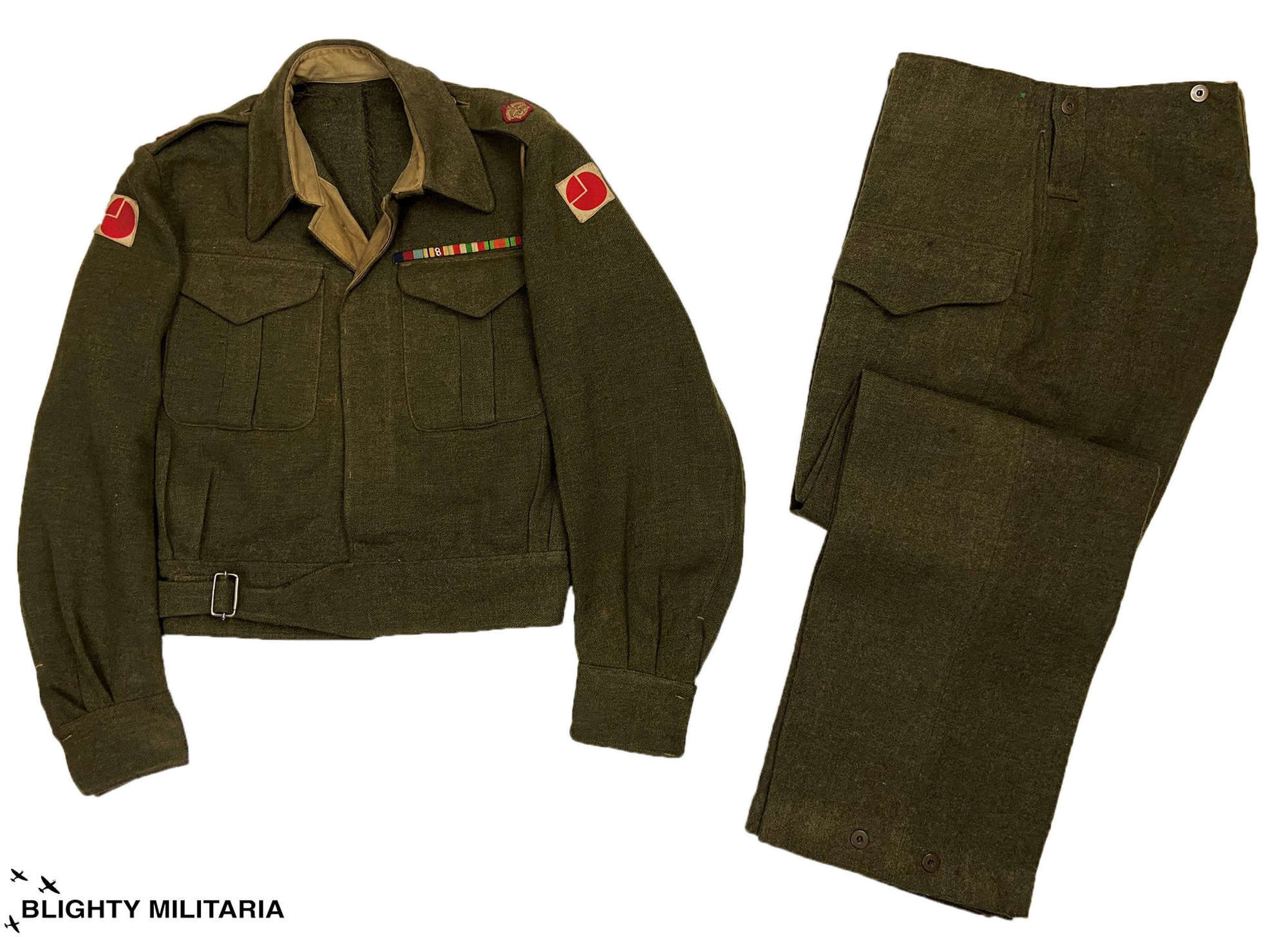 Original WW2 ROAC Officer's Battledress Jacket + Trousers - Major Lowe