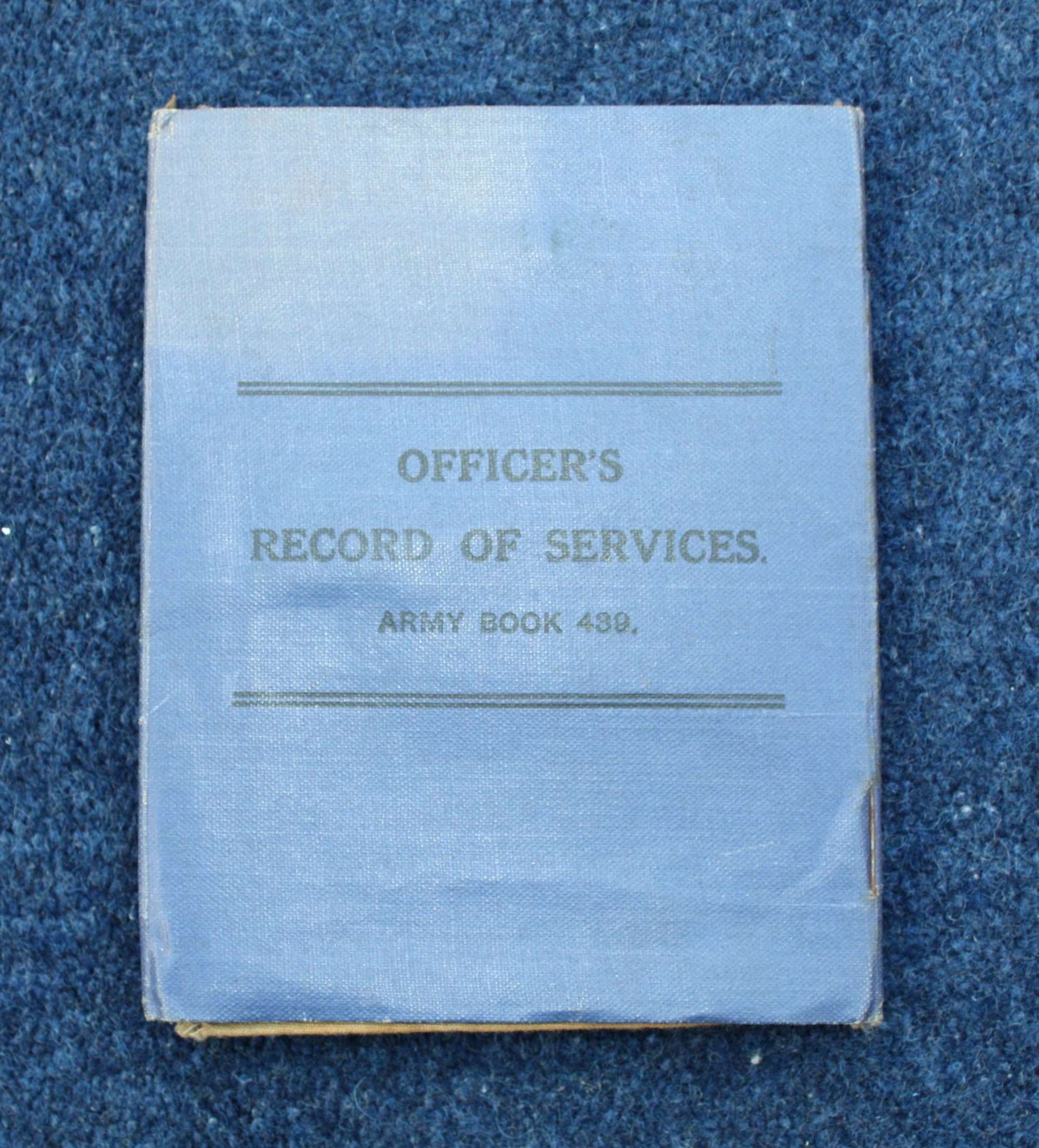 Rare WW1 British Army Officers Service & Pay Book: Kings Own Yorkshire