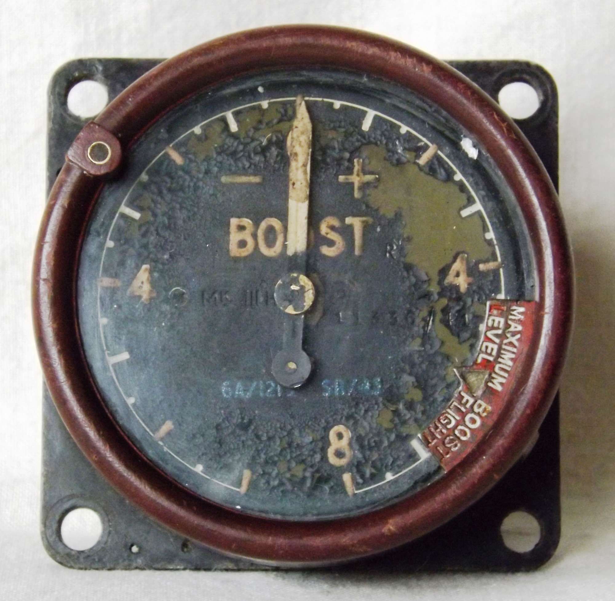 WW2 RAF Aircraft Boost Gauge Mk3H, stores reference 6A/1219 dated 1941