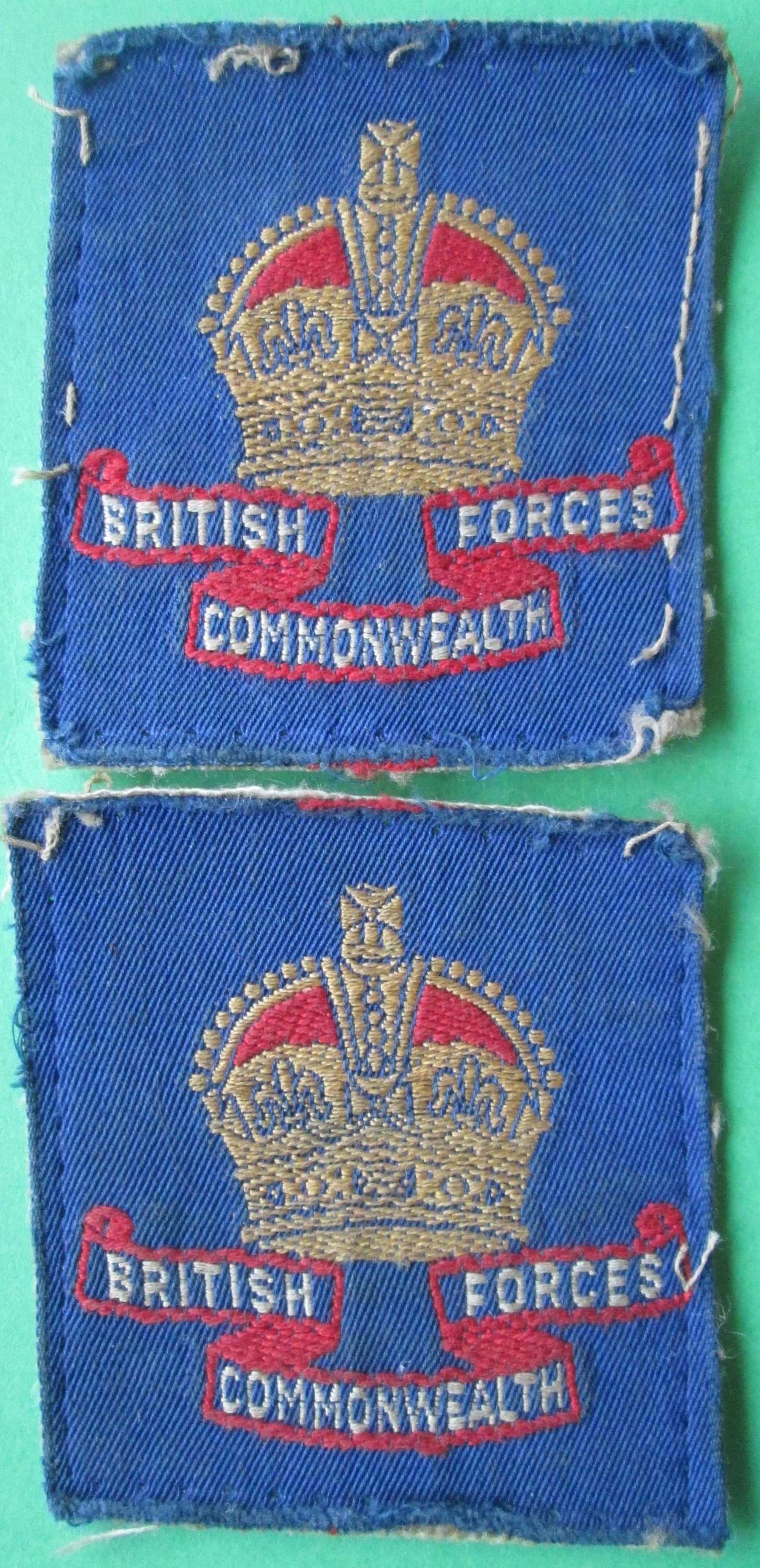 A PAIR OF BRITISH COMMONWEALTH FORCES FORMATION SIGNS