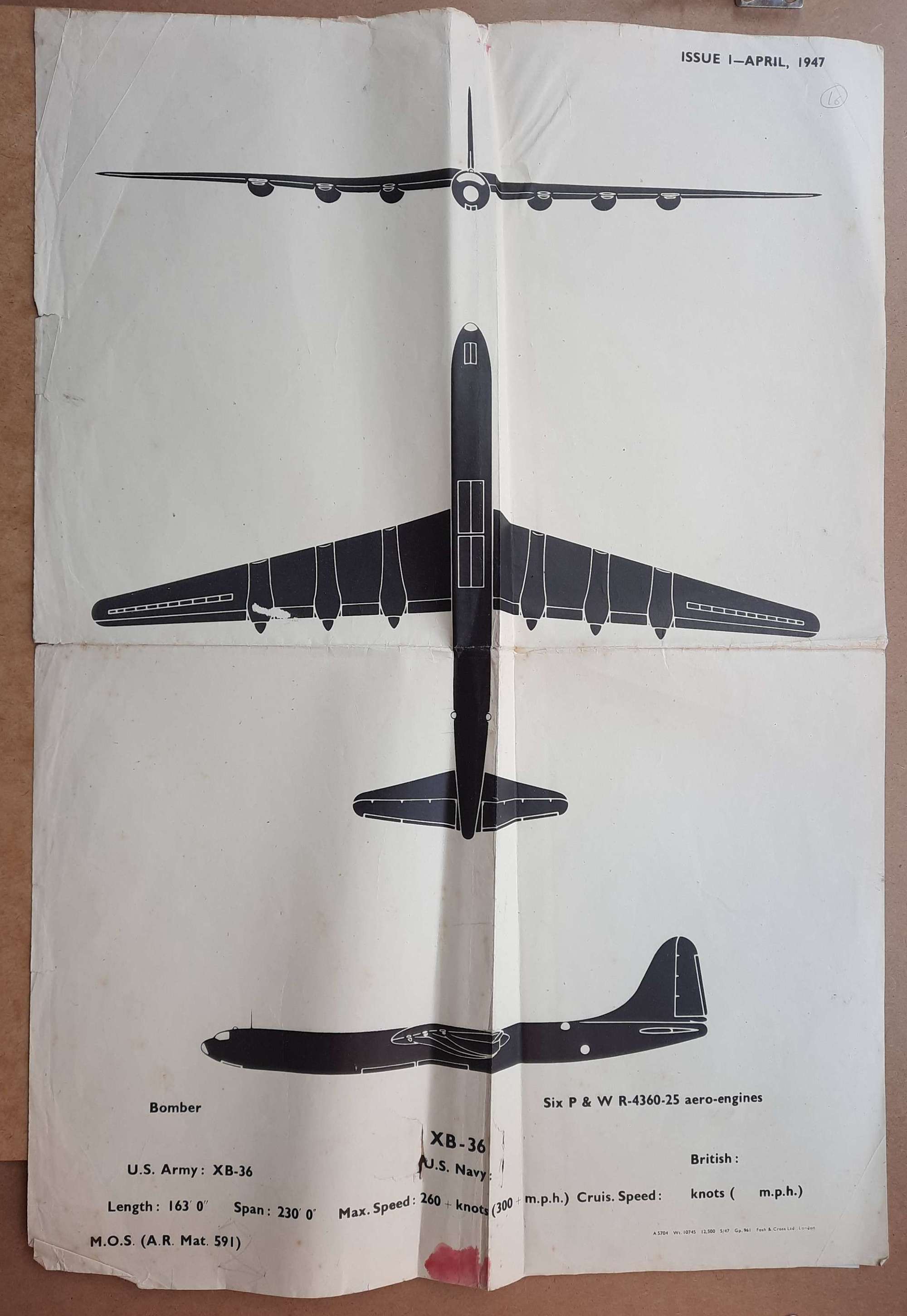 XB-36 Recognition Poster