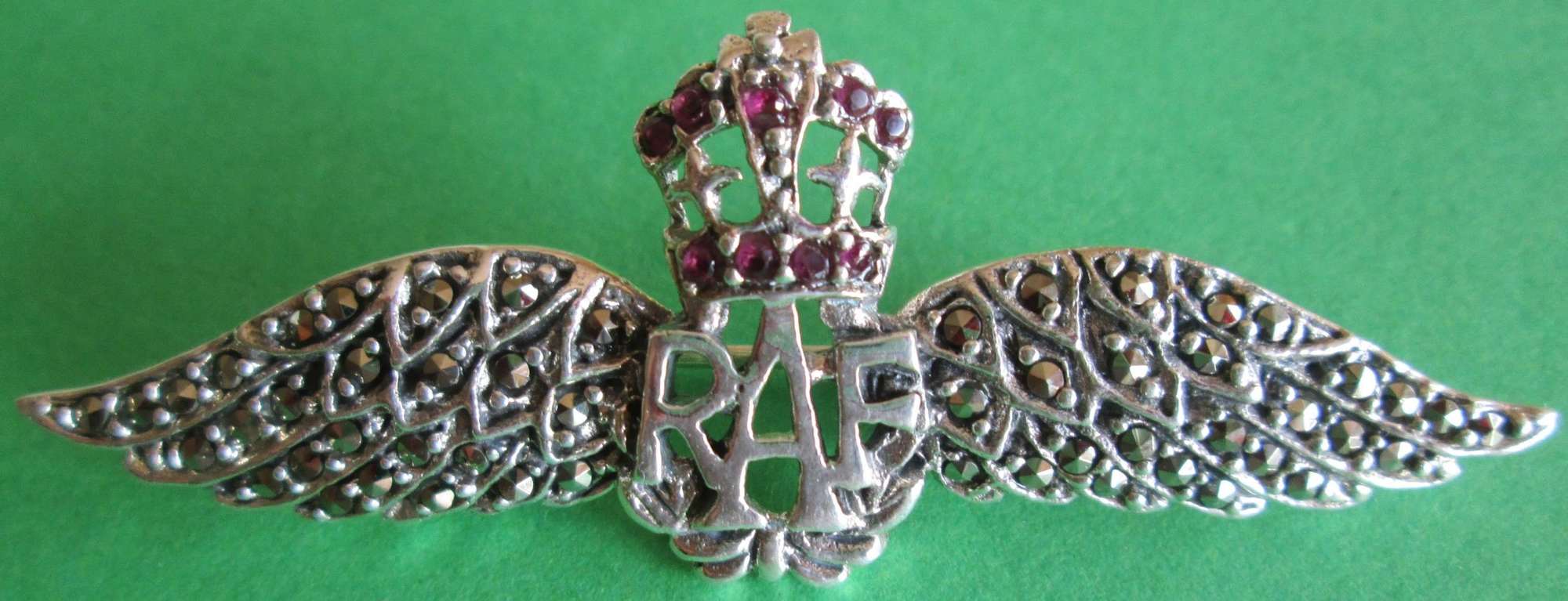 ROYAL AIR FORCE SILVER & MARCASITE SWEETHEART BROOCH
