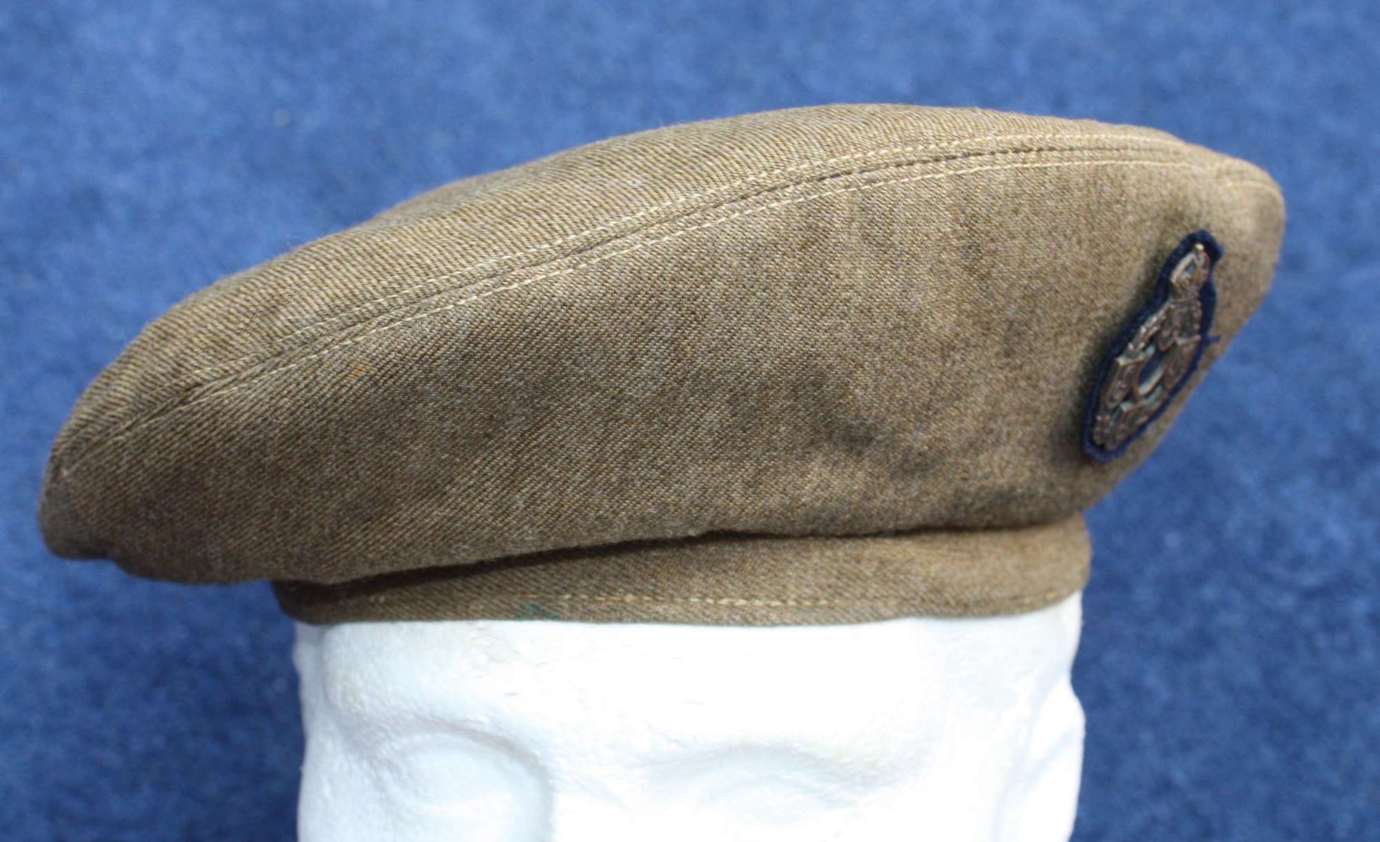 Late WW2 British Army General Service Khaki Cap (GS) Cap & REME Badge